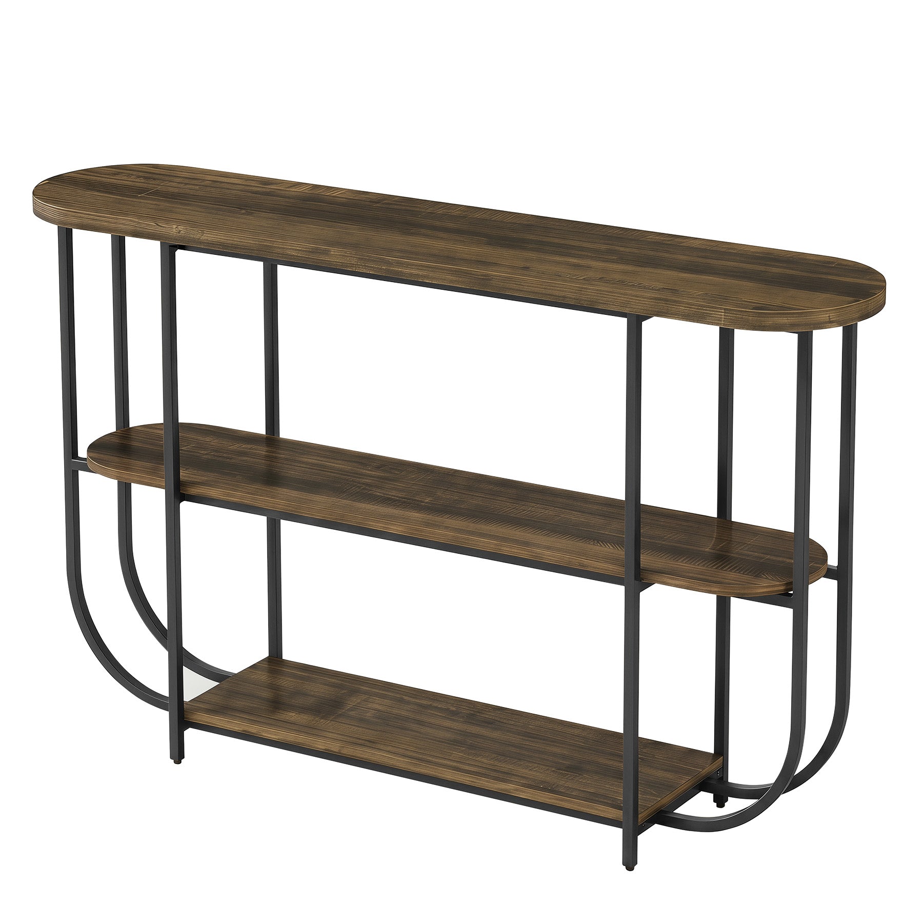 Tribesigns 63-Inch 3-Tier Narrow Console Table with Curved Metal Frame, Modern Vintage Entryway Sofa Table for Living Room