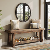Tribesigns 55-Inch Shoe Storage Bench, Solid Wood Entryway Bench for Hallway 3