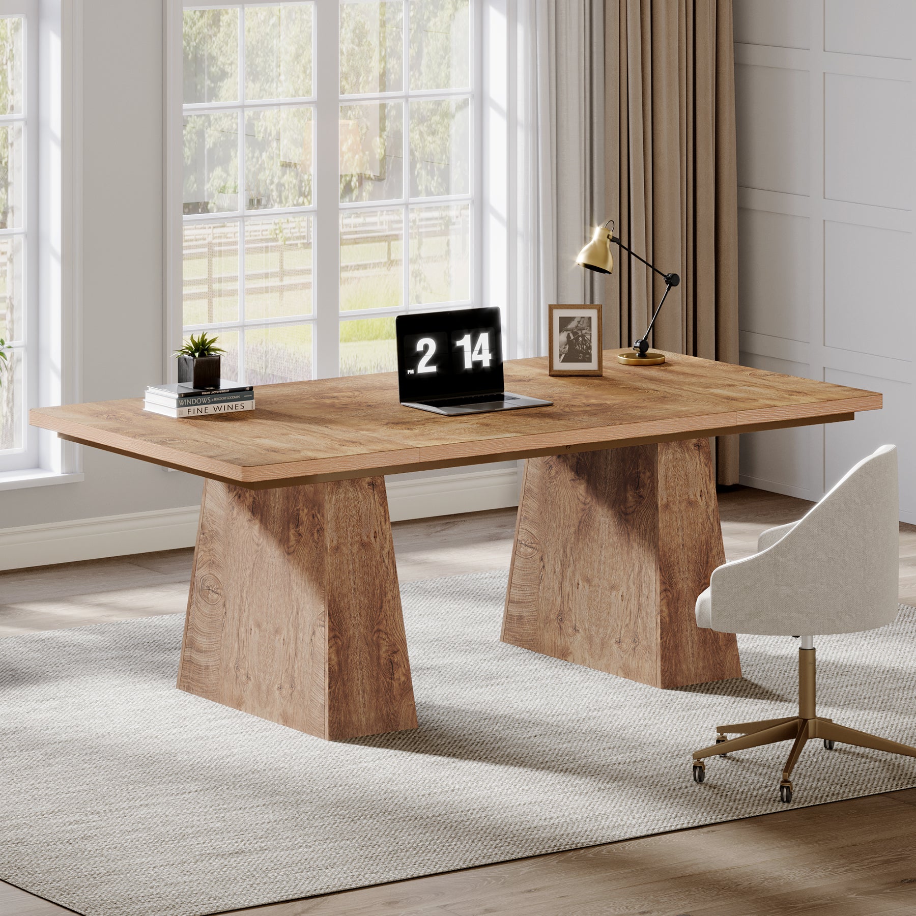 Tribesigns 63 Inch Executive Desk, Large Office Computer Desk with Double Pedestal for Home Office Conference Room