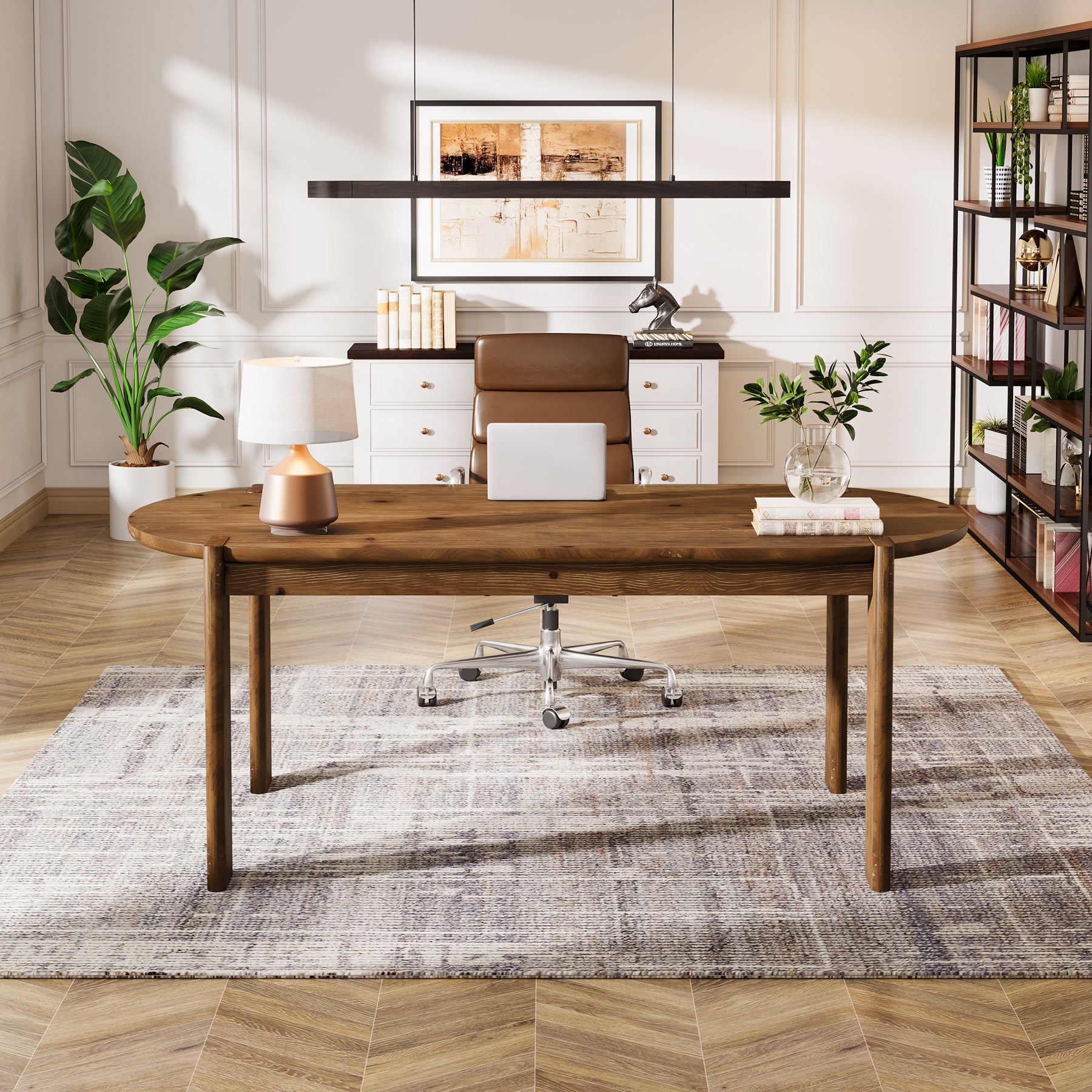 Tribesigns 63 Inch Solid Wood Conference Table with Rounded Edges