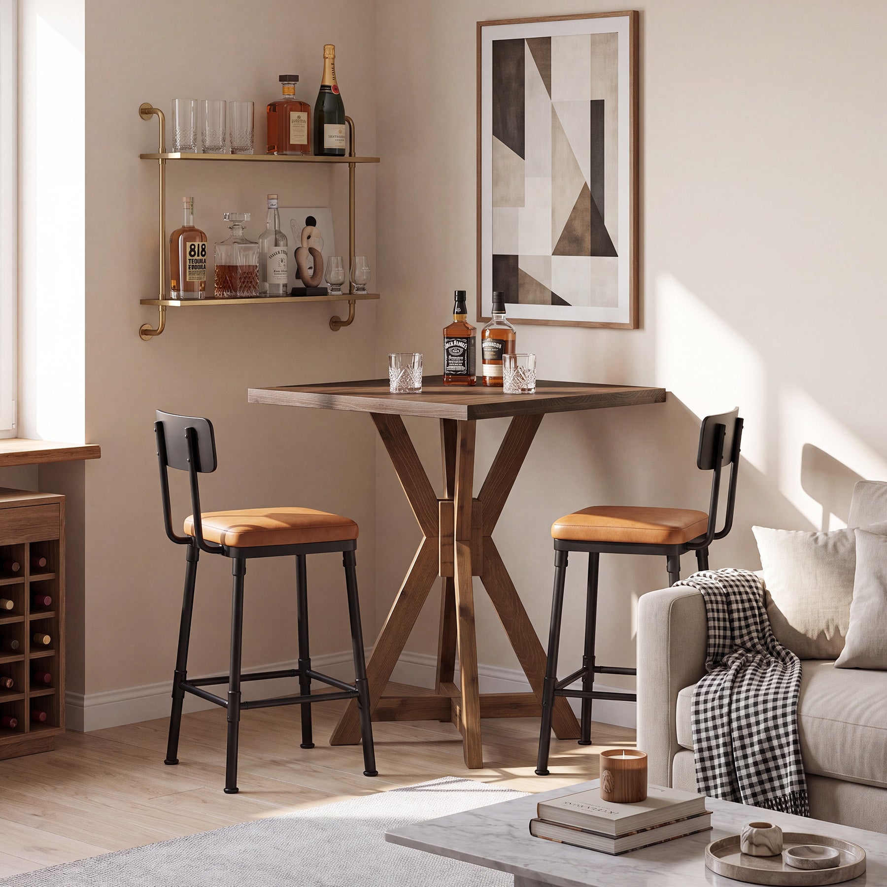 Tribesigns 31.5-Inch Solid Wood Bar Table with X-Frame, Counter Height Pub Table for Kitchen