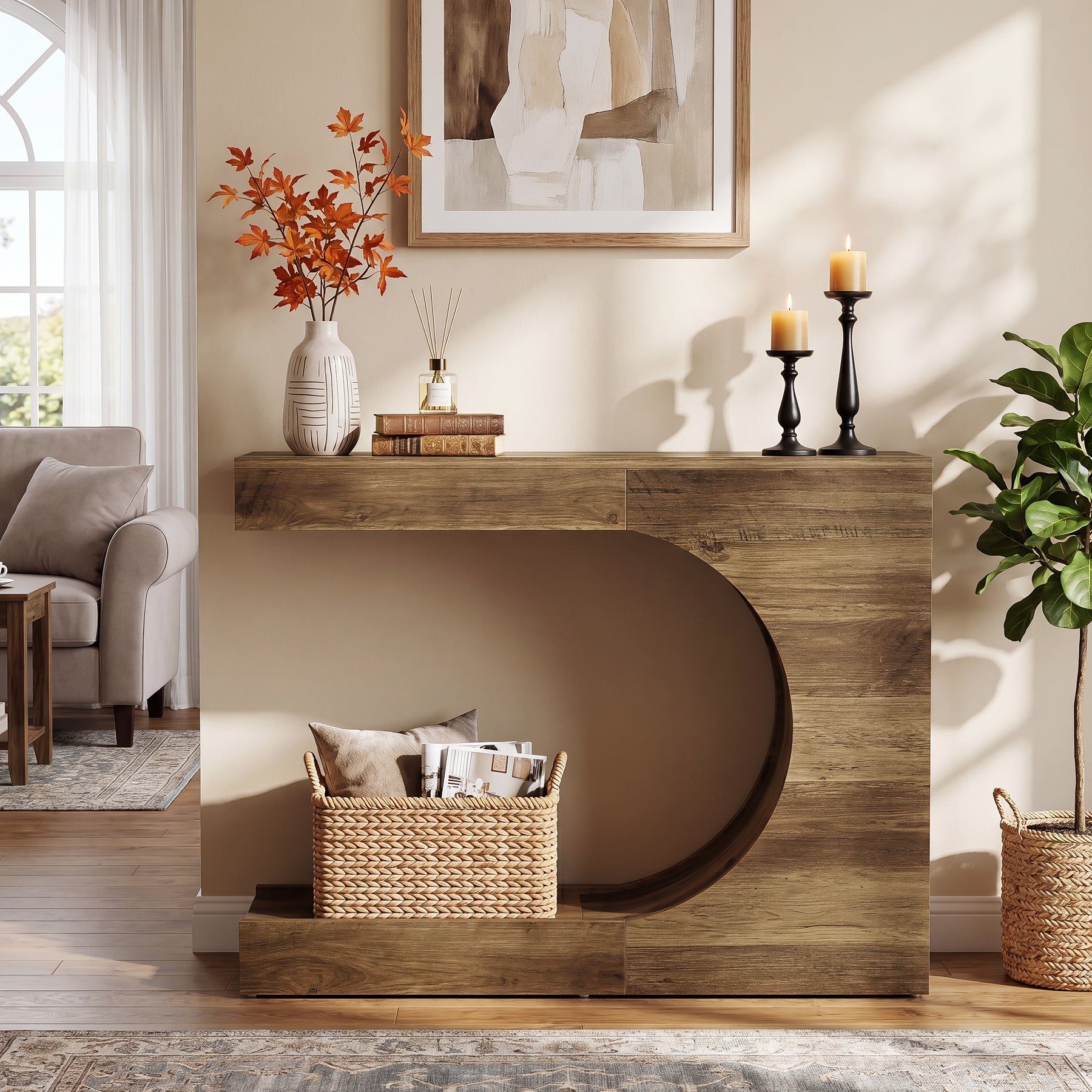 Tribesigns 40-Inch Farmhouse Console Table with C-Shaped Design, Small Entryway Table for Foyer and Living Room