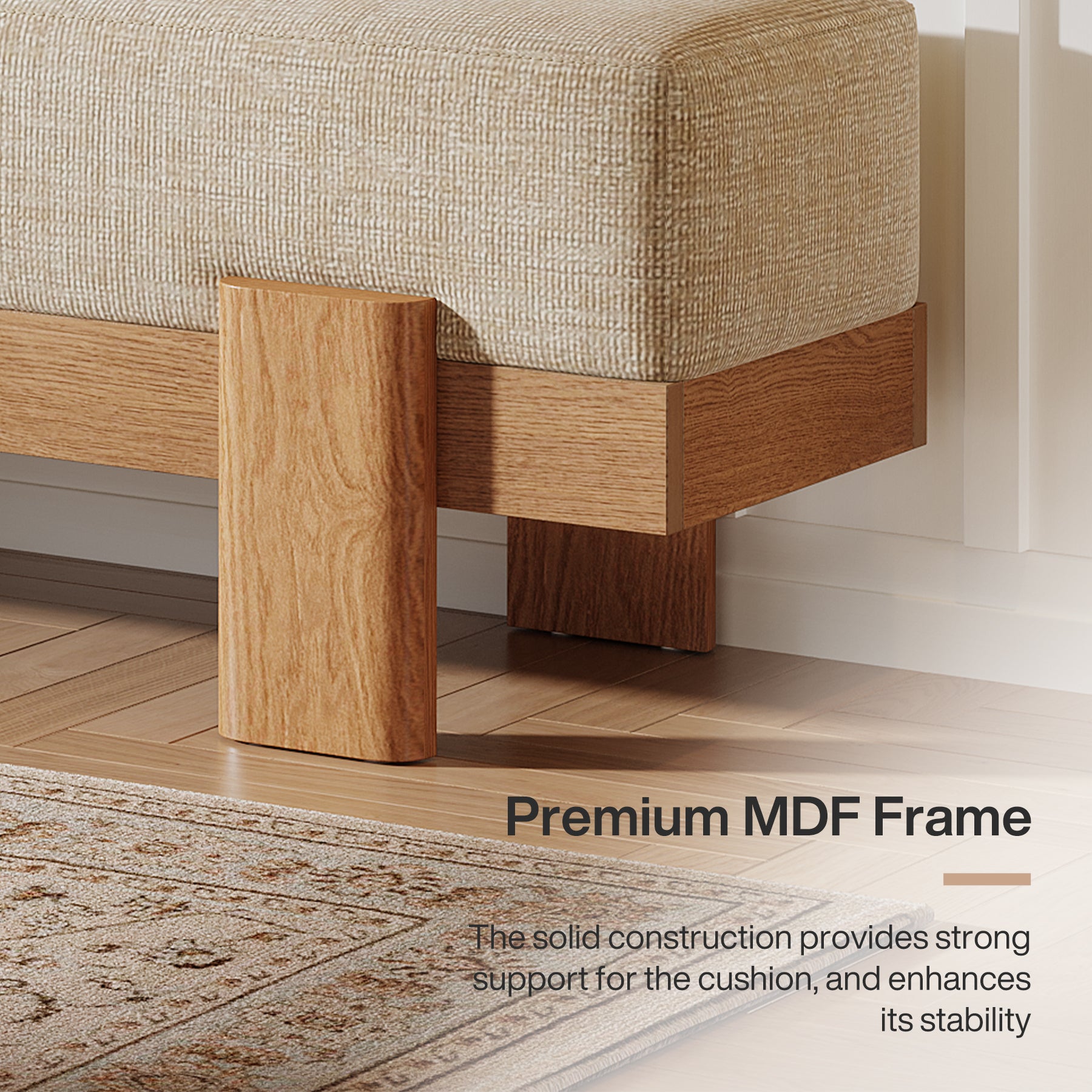 55-Inch Upholstered Entryway Bench, Modern Shoe Bench with Thick Cushion