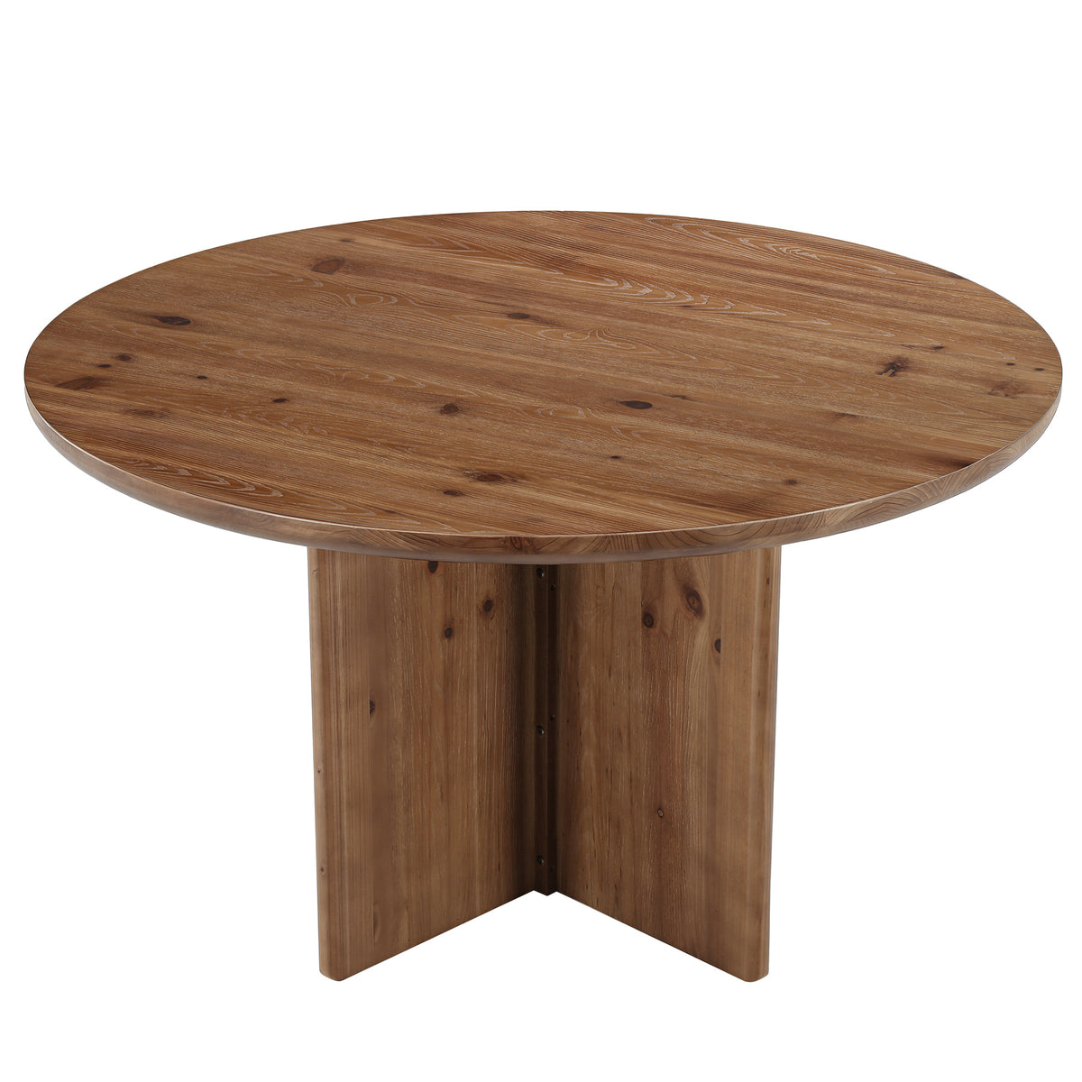 Tribesigns 47.2 Inch Round Solid Wood Dining Table for 4-6, Farmhouse Kitchen Table with Cross Pedestal Base