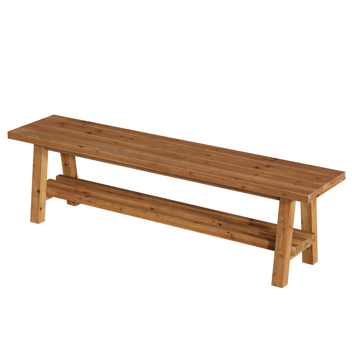 Tribesigns 55.1-Inch Solid Wood Dining Bench, Narrow Farmhouse Bench with Slatted Storage Shelf