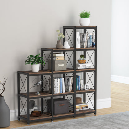 Ladder Bookshelf, 12 Shelves Industrial Etagere Bookcase