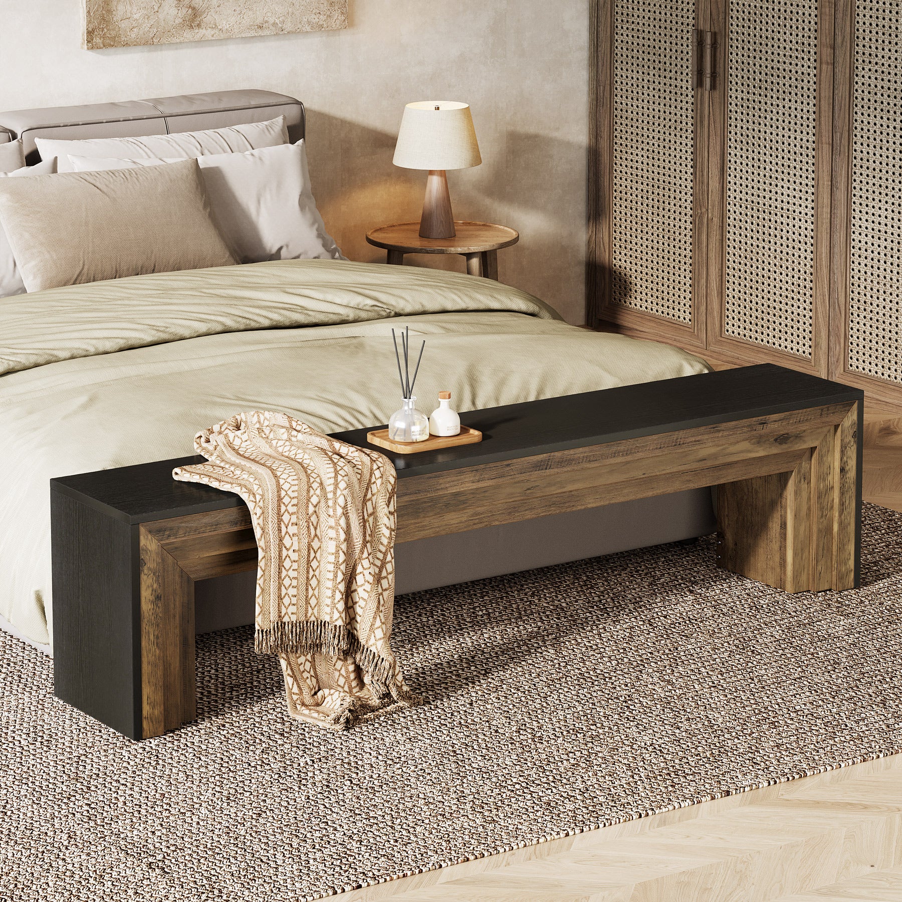 Tribesigns 70.9 Inch Extra Long Shoe Storage Bench, Modern Wooden Entryway Bench for Hallway