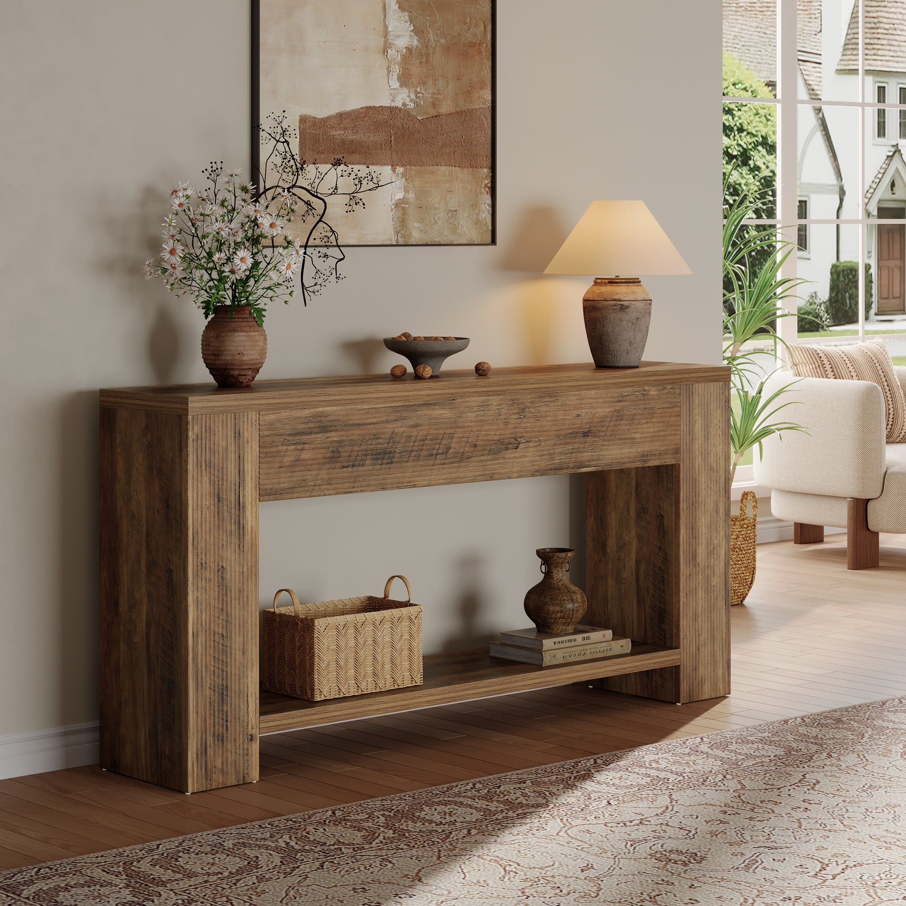 Tribesigns 70.9-Inch Console Table, Farmhouse Fluted Sofa Table for Entryway and Living Room