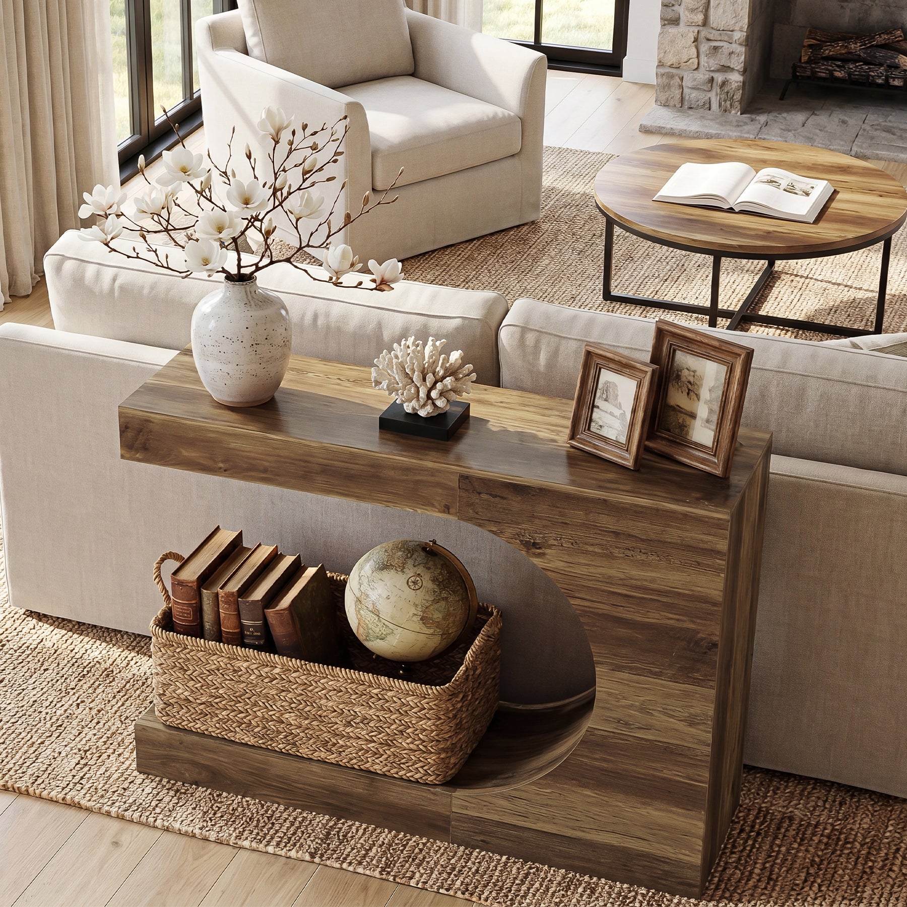 Tribesigns 40-Inch Farmhouse Console Table with C-Shaped Design, Small Entryway Table for Foyer and Living Room