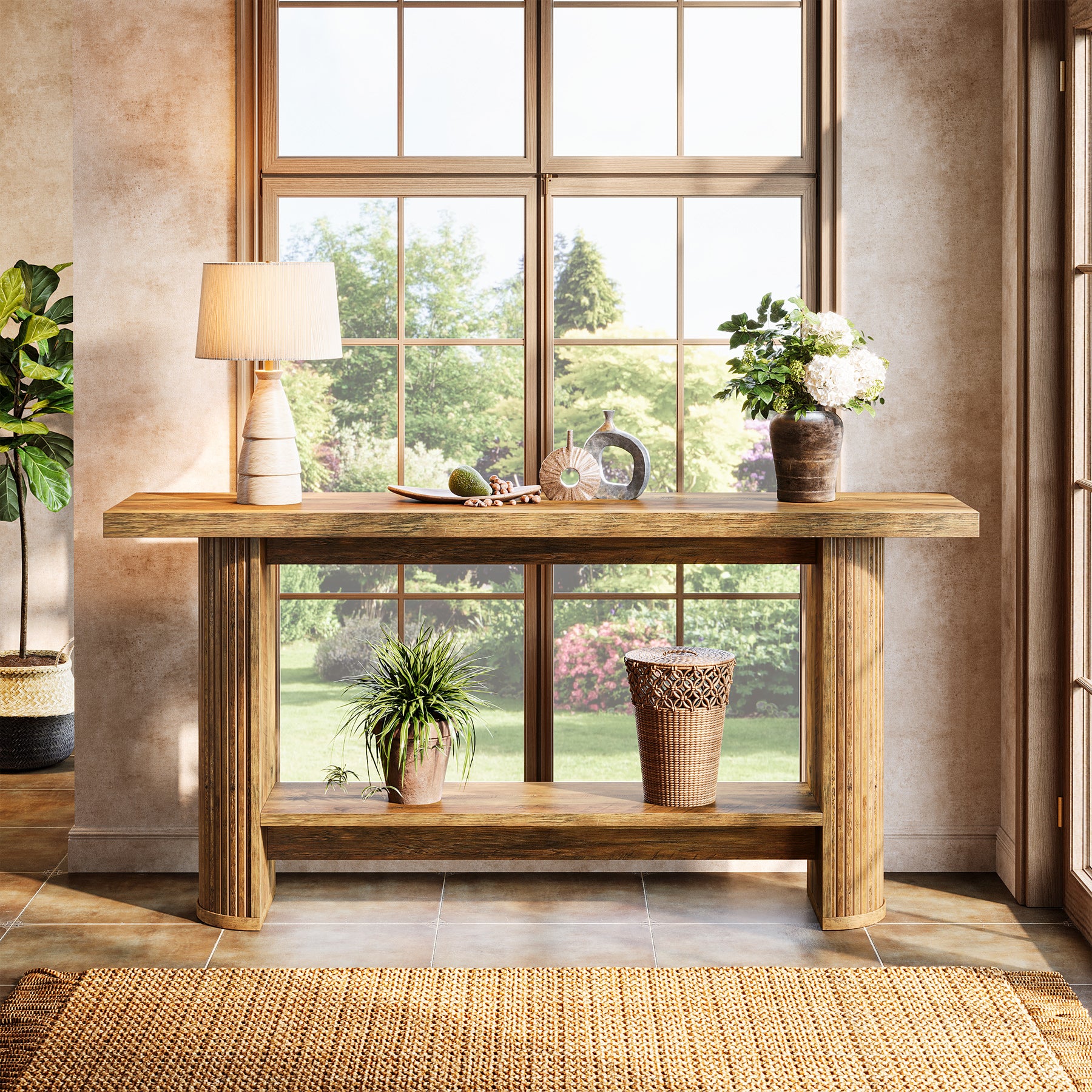 Sleek 55-Inch Console Table, Modern Entrance Table Behind Sofa