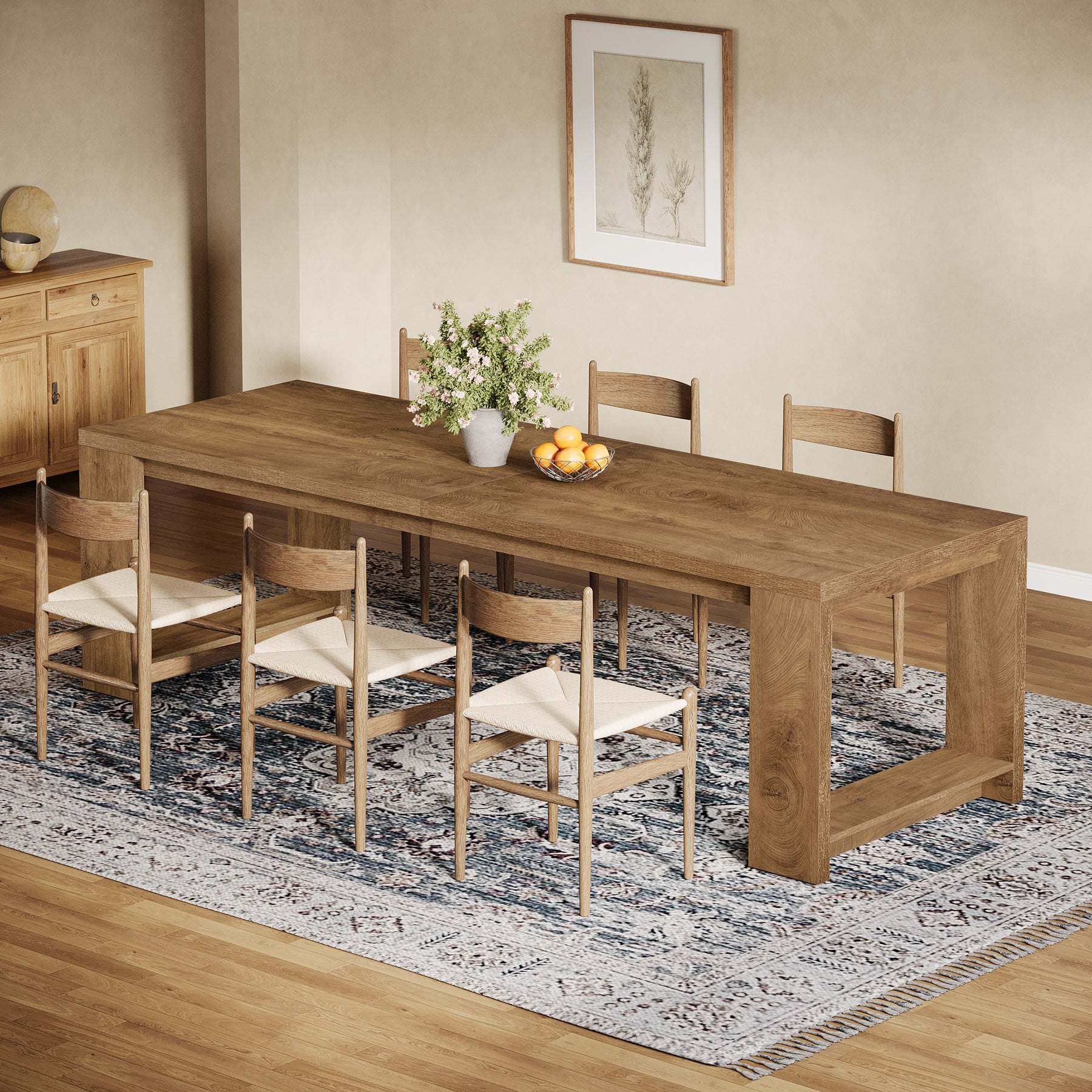 Tribesigns 86.6-Inch Dining Table for 6 with Reinforced Base, Long Farmhouse Table for Kitchen