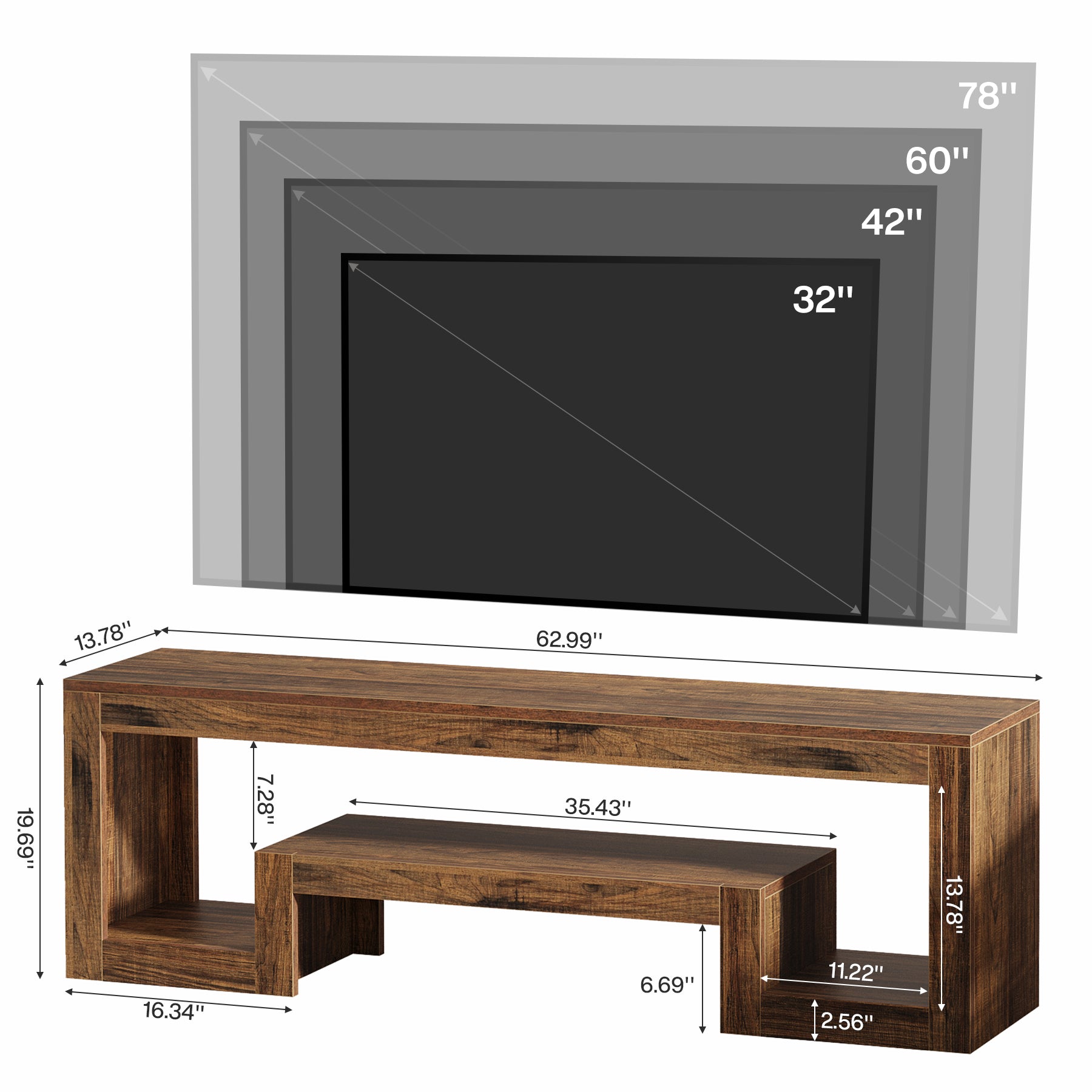 Tribesigns 63-Inch TV Stand, Farmhouse Entertainment Center with Open Storage Shelves for Living Room
