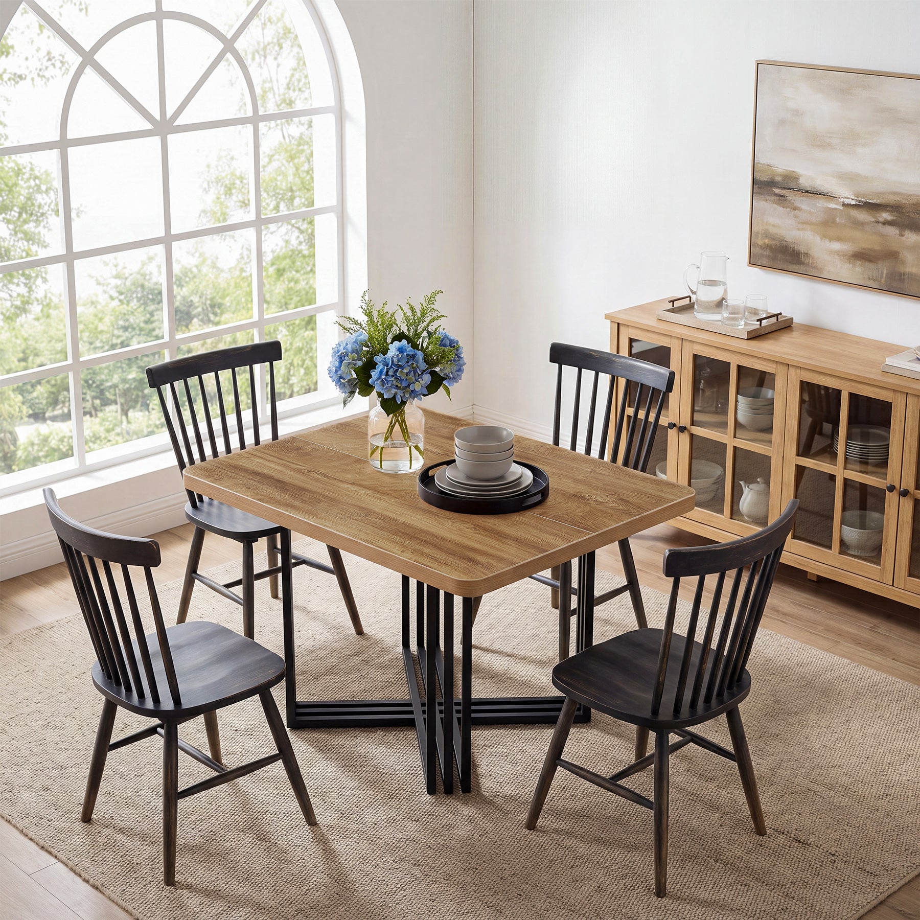Tribesigns 39.37-Inch Dining Table for 4, Industrial Farmhouse Kitchen Table with Wood Grain Finish