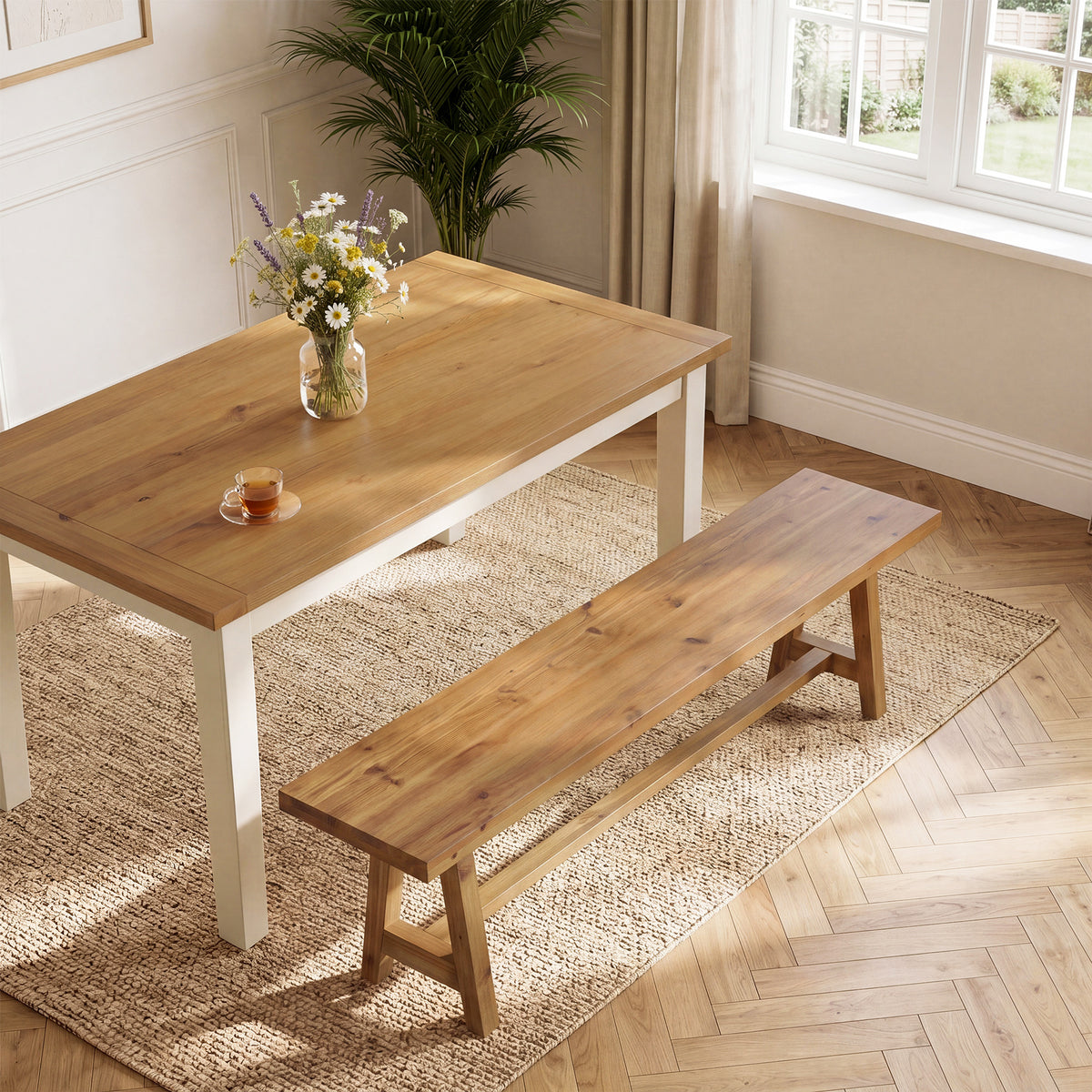 Tribesigns 63-Inch Solid Wood Dining Bench, Farmhouse Kitchen Bench for Dining Room