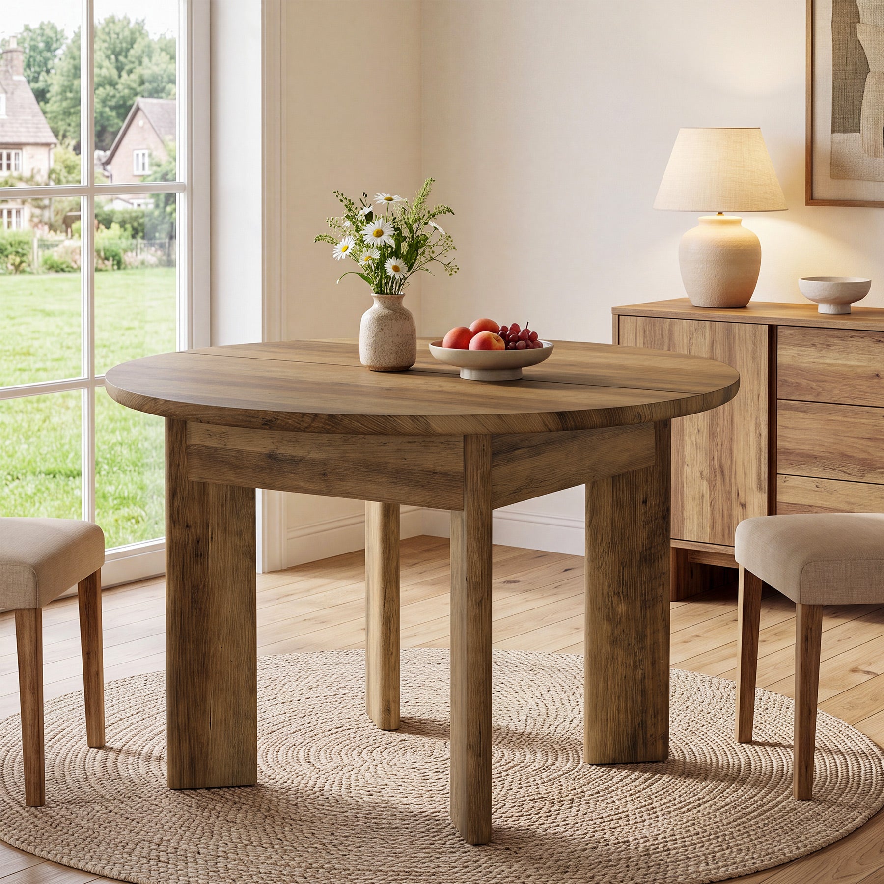 Tribesigns 39-Inch Round Dining Table for 4, Farmhouse Kitchen Table with Rounded Edge Design