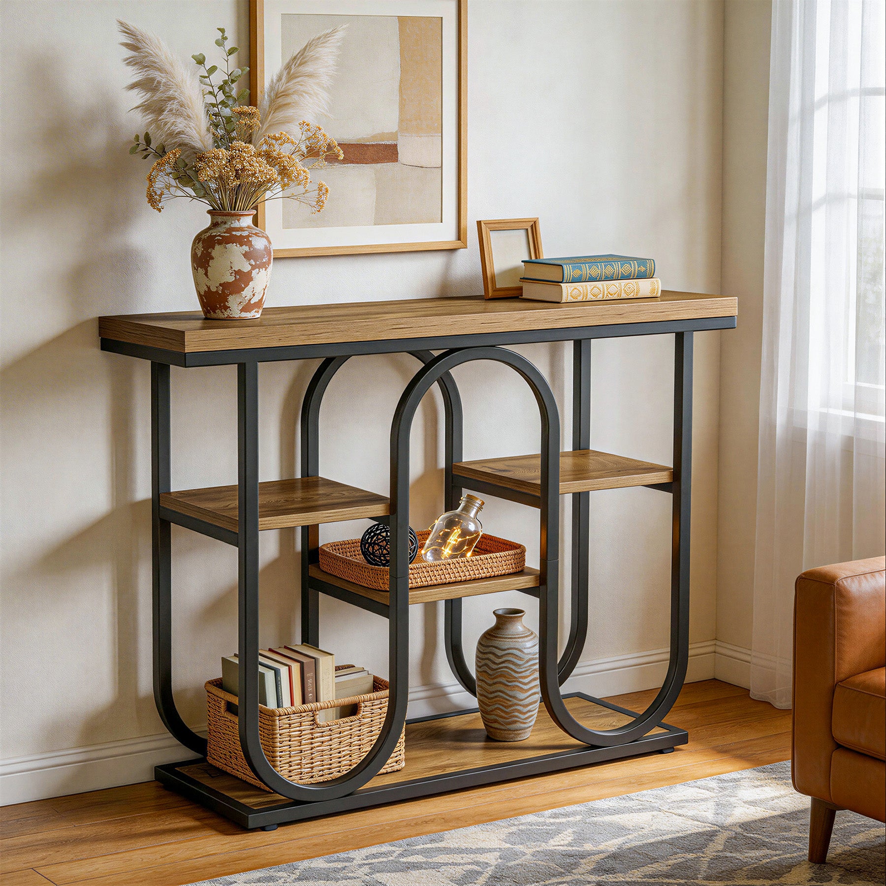 Tribesigns 39.4" Console Table, 4-Tier Industrial Sofa Table for Entryway