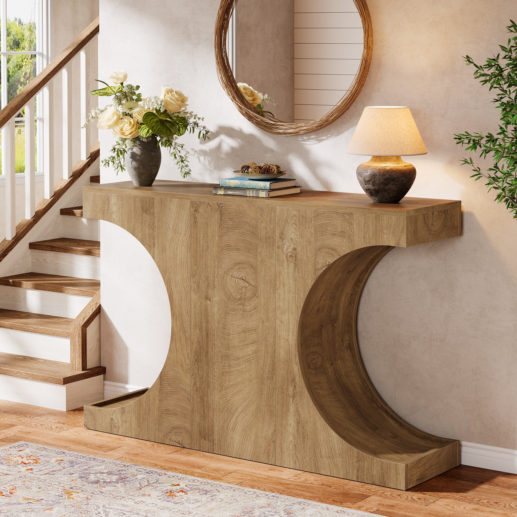 Tribesigns 47.24-Inch Farmhouse Console Table, with C-Shaped Legs for Hallway or Living Room