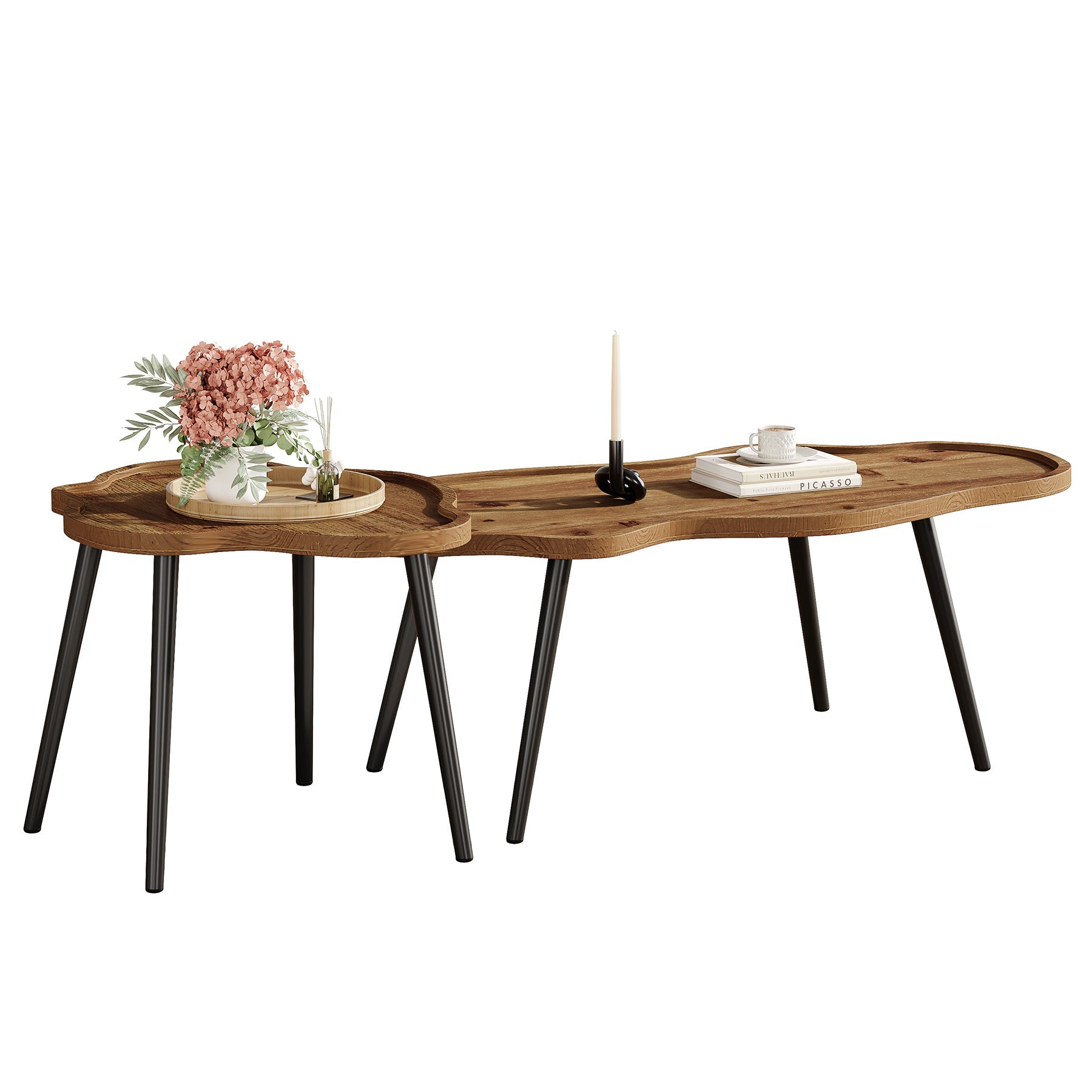Tribesigns Solid Wood Nesting Coffee Table Set of 2
