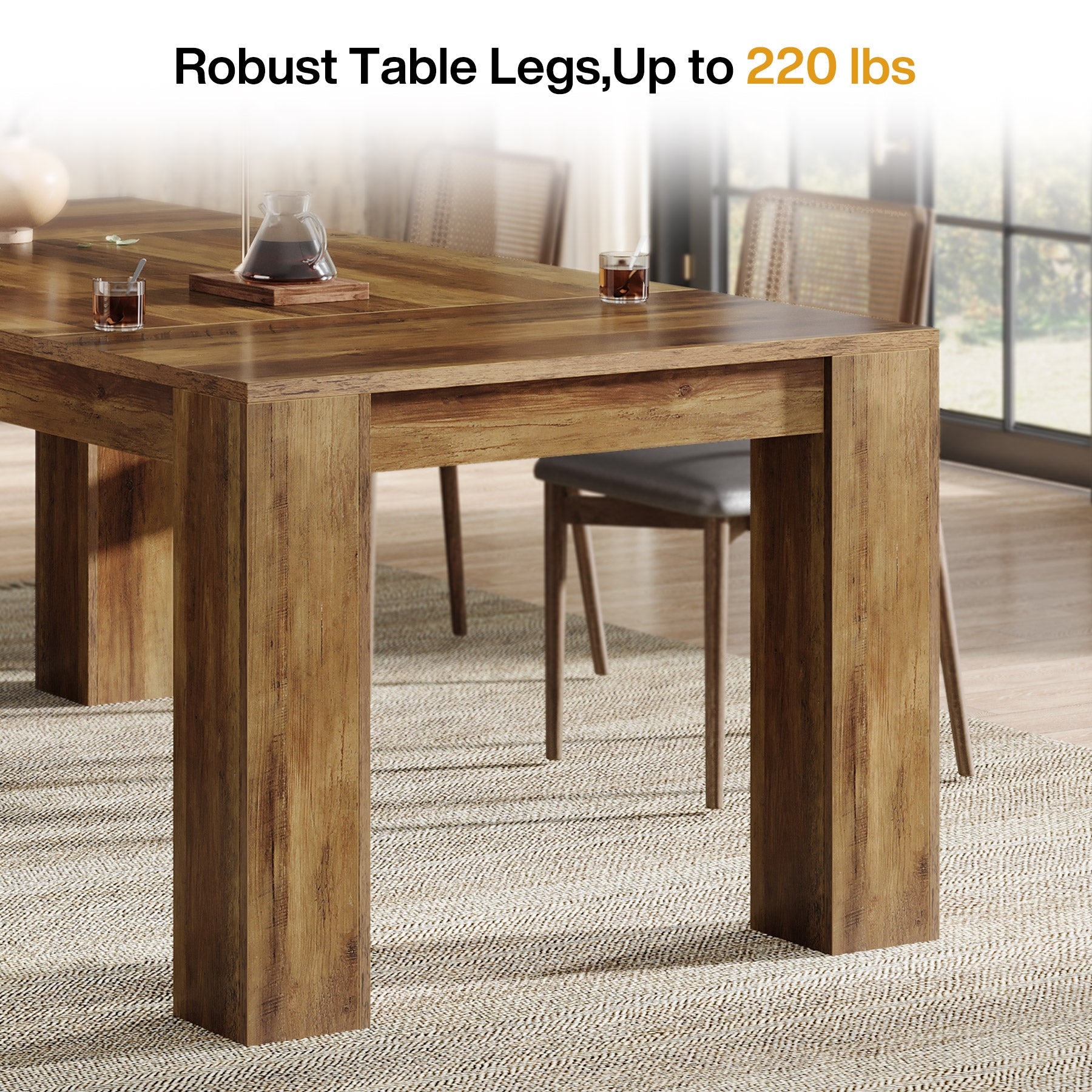 Tribesigns 63 Inch Dining Table, Rustic Farmhouse Wooden Kitchen Table for 4 to 6 People Home Dining