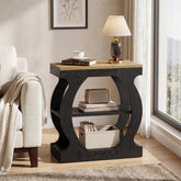 Tribesigns 23.6 Inch Narrow End Table with 3-Tier Storage, Wooden Side Table with Curved Frame 3