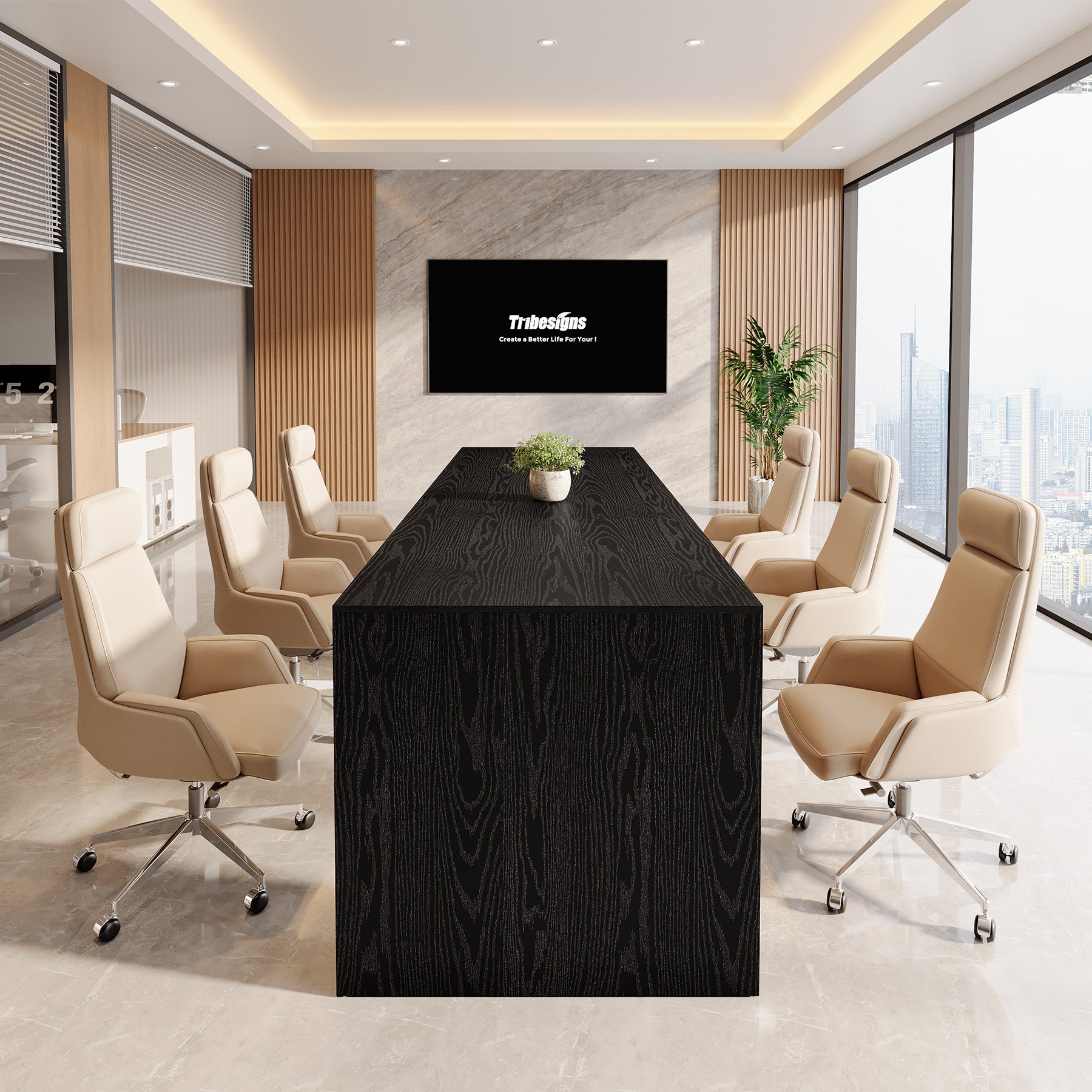 78.7-Inch Conference Table for 6 to 8 People with Reinforced Double-Rectangle Legs, Rustic Meeting Table for Office Boardroom and Conference Room