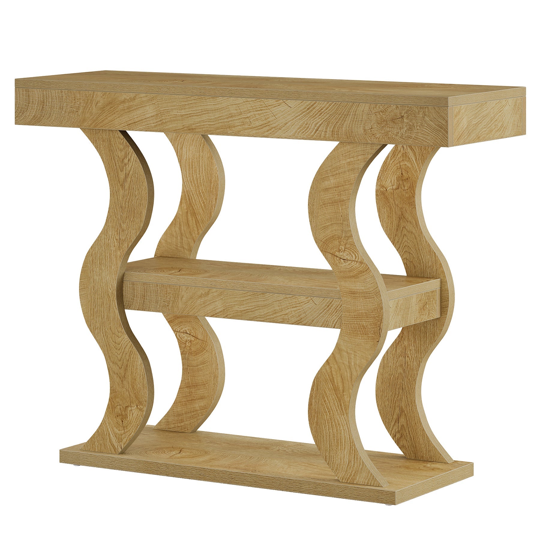 41" Console Table with 3-Tier Storage, Sofa Table with Curved Frame
