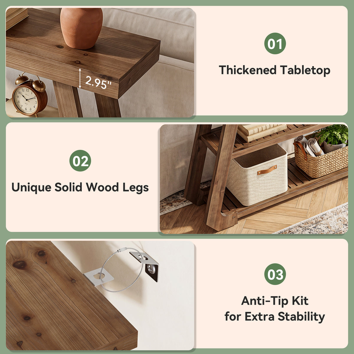 Tribesigns 41.3-Inch Solid Wood Console Table with Storage, Farmhouse Hallway Table for Entryway