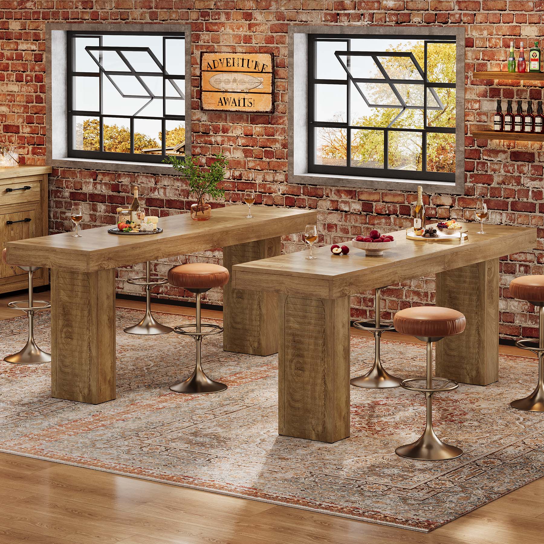 70.9 Inch Extra Long Bar Table for 4-6, Counter Height Pub Table for Kitchen and Home Bar