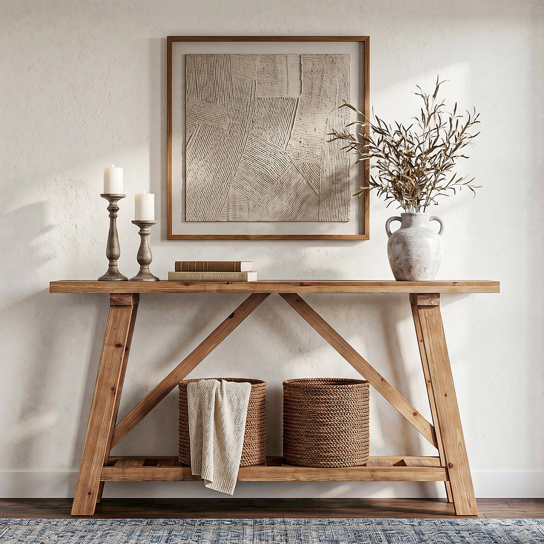 Tribesigns 62.99-Inch Solid Wood Console Table, Narrow Design with Storage Shelf for Entryway Living Room and Hallway
