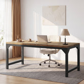 63-Inch Solid Wood Office Desk with Metal Frame and 800 lb Capacity, Heavy-Duty Computer Desk for Home Office 3