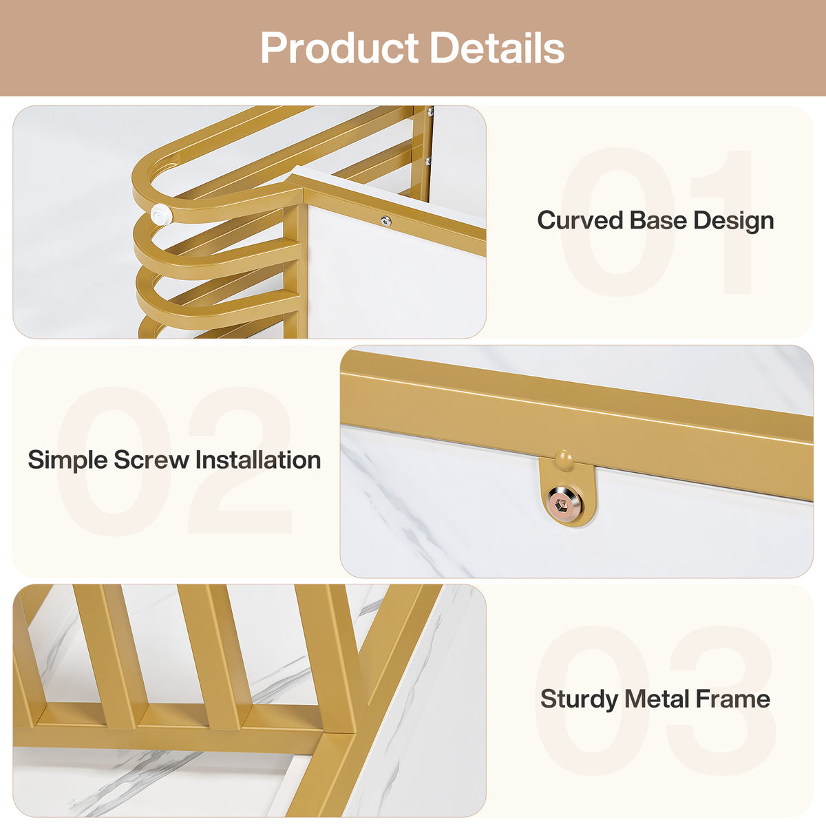 Tribesigns 70.9-Inch Faux Marble Console Table with Storage, Gold Sofa Table for Living Room