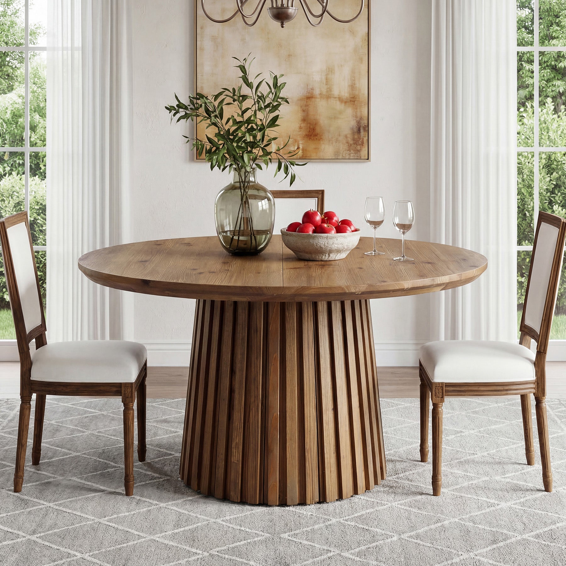 Tribesigns 47.24" Round Dining Table, Solid Wood Kitchen Table for Dining Room