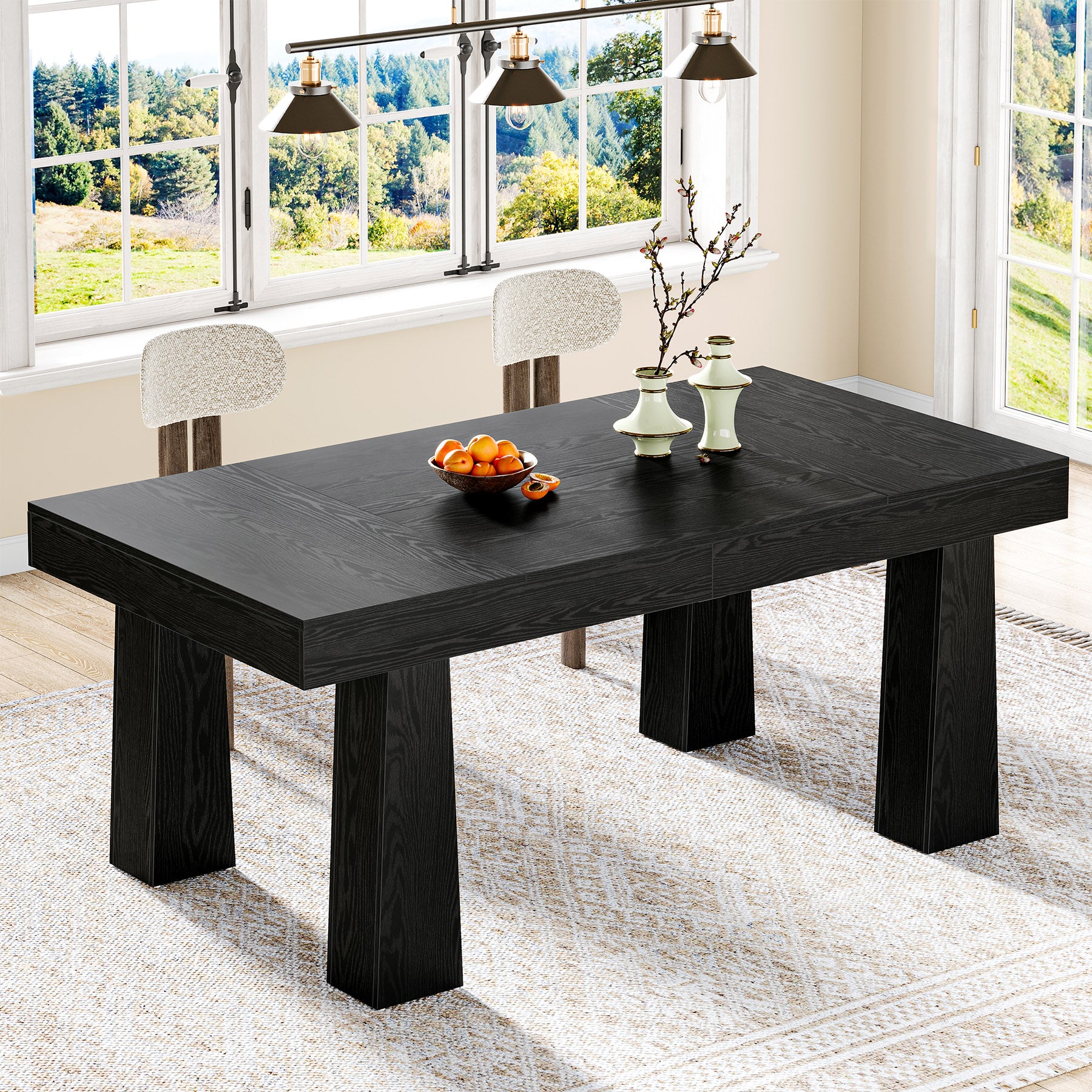 Tribesigns 63" Dining Table, Rectangular Kitchen Table for Dining Room