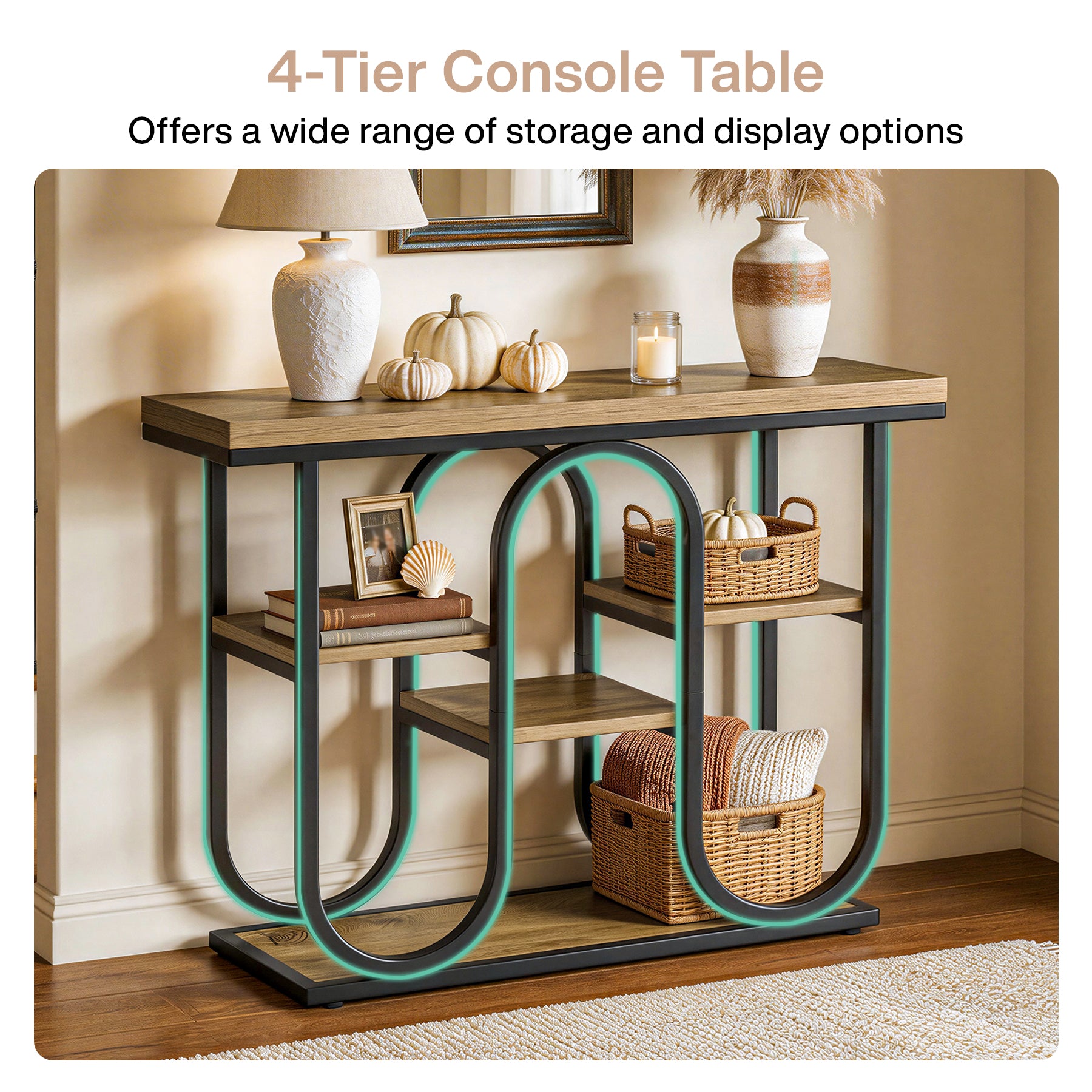 Tribesigns 39.4" Console Table, 4-Tier Industrial Sofa Table for Entryway