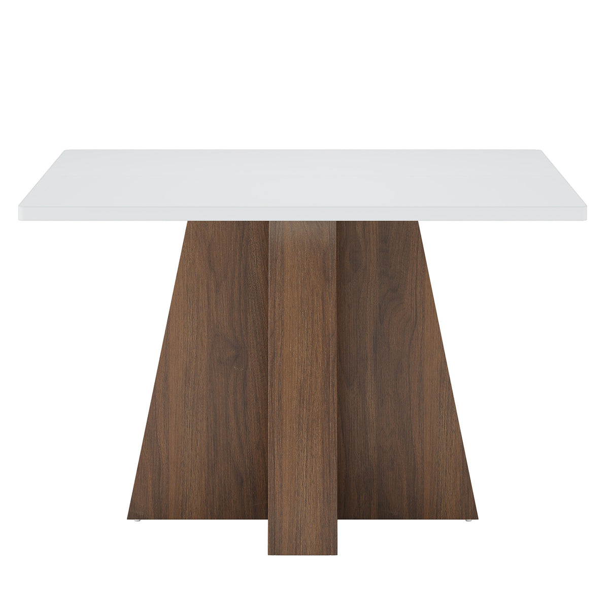 Tribesigns 47 Inch Rectangular Dining Table for 4-6, White Tabletop with Walnut Wood Base for Kitchen and Dining Room
