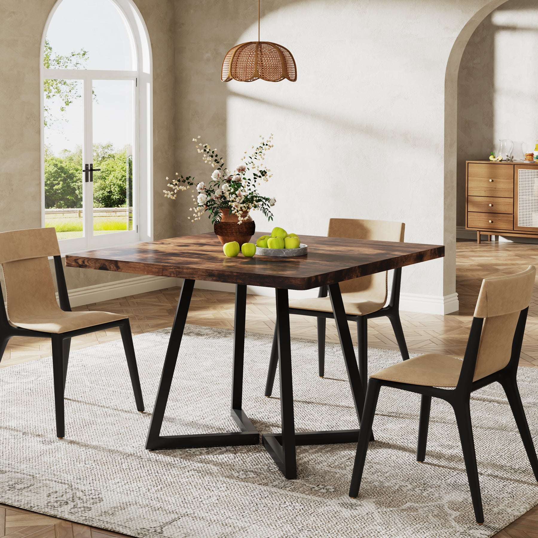 31.5" Square Dining Table, Wood Kitchen Table for 4