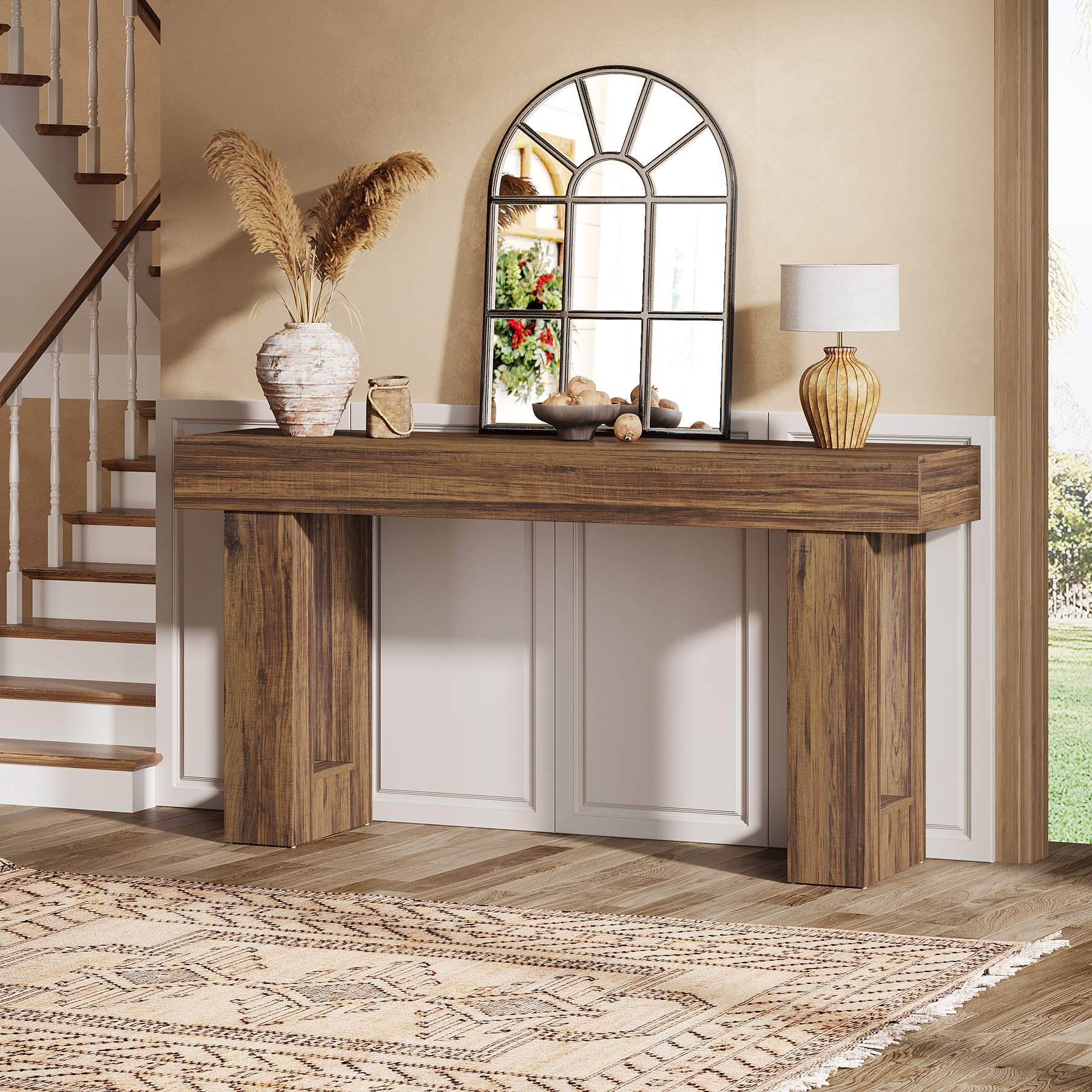 63" Rustic Wood Console Table - Farmhouse Sofa Table