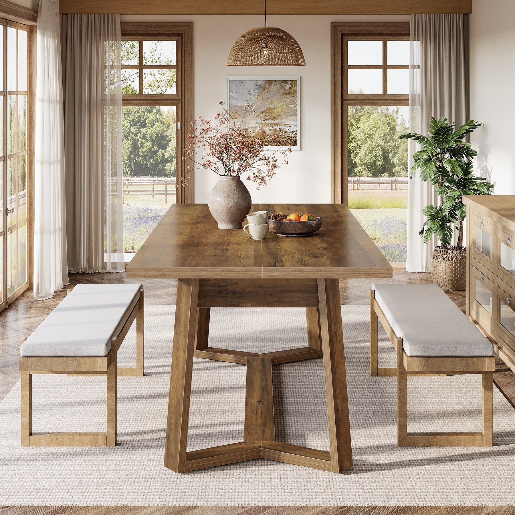 Tribesigns 47-Inch Wood Dining Table with 250 lb Capacity, Farmhouse Rectangle Table for Kitchen