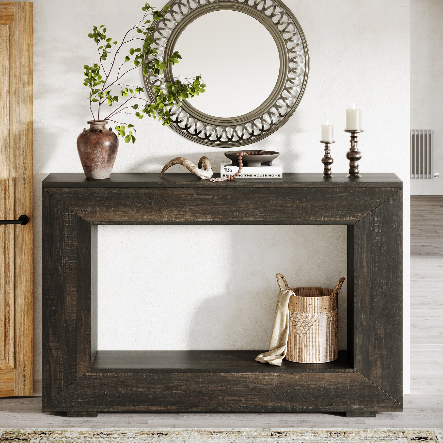 Tribesigns 47-Inch Farmhouse Console Table, Industrial Storage Accent Table