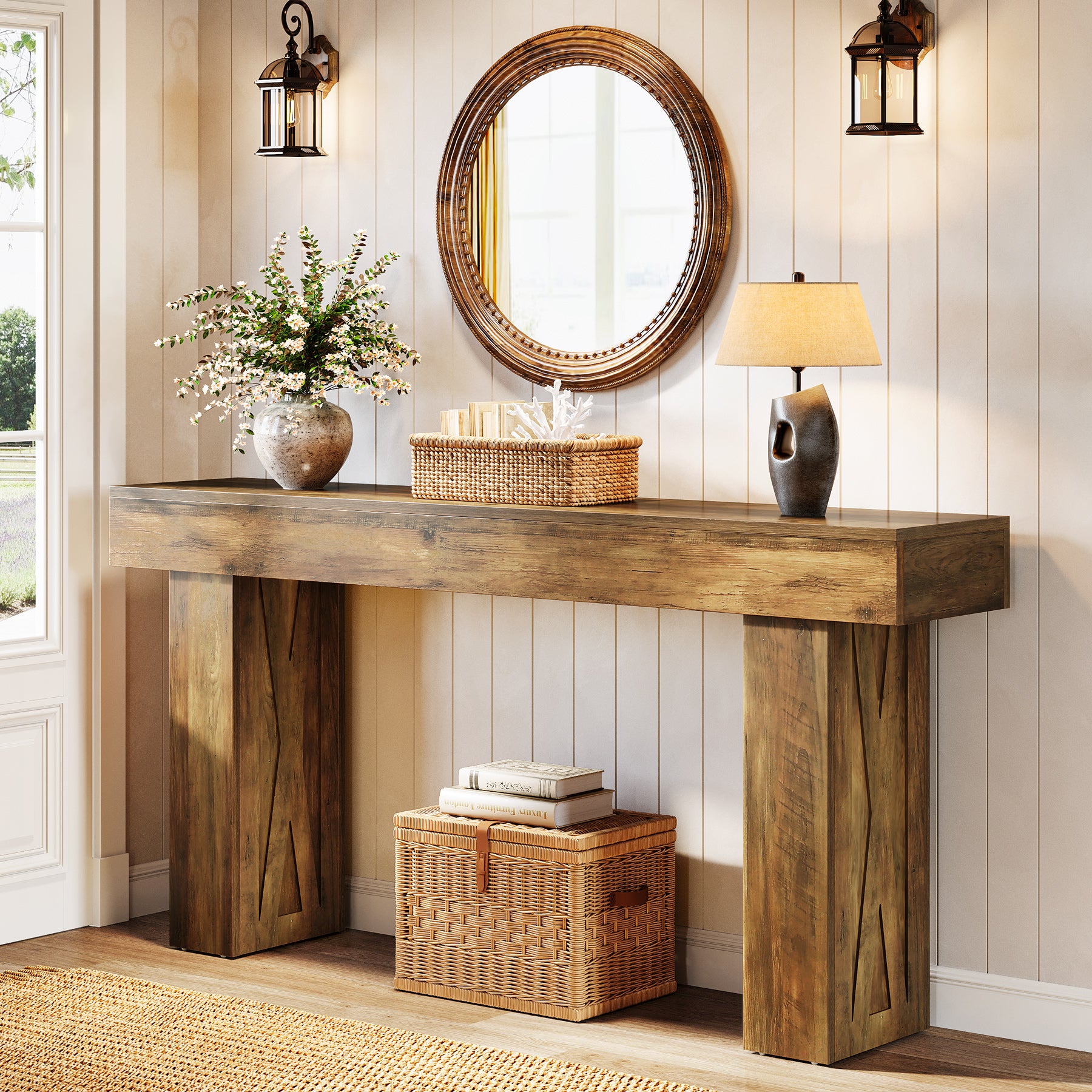 63 Inch Narrow Console Table, Modern Sofa Table for Entryway Living Room