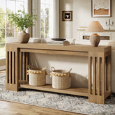 Tribesigns 70.9-Inch Farmhouse Console Table with Vertical Stripe Legs, 2-Tier Sofa Table for Living Room 3