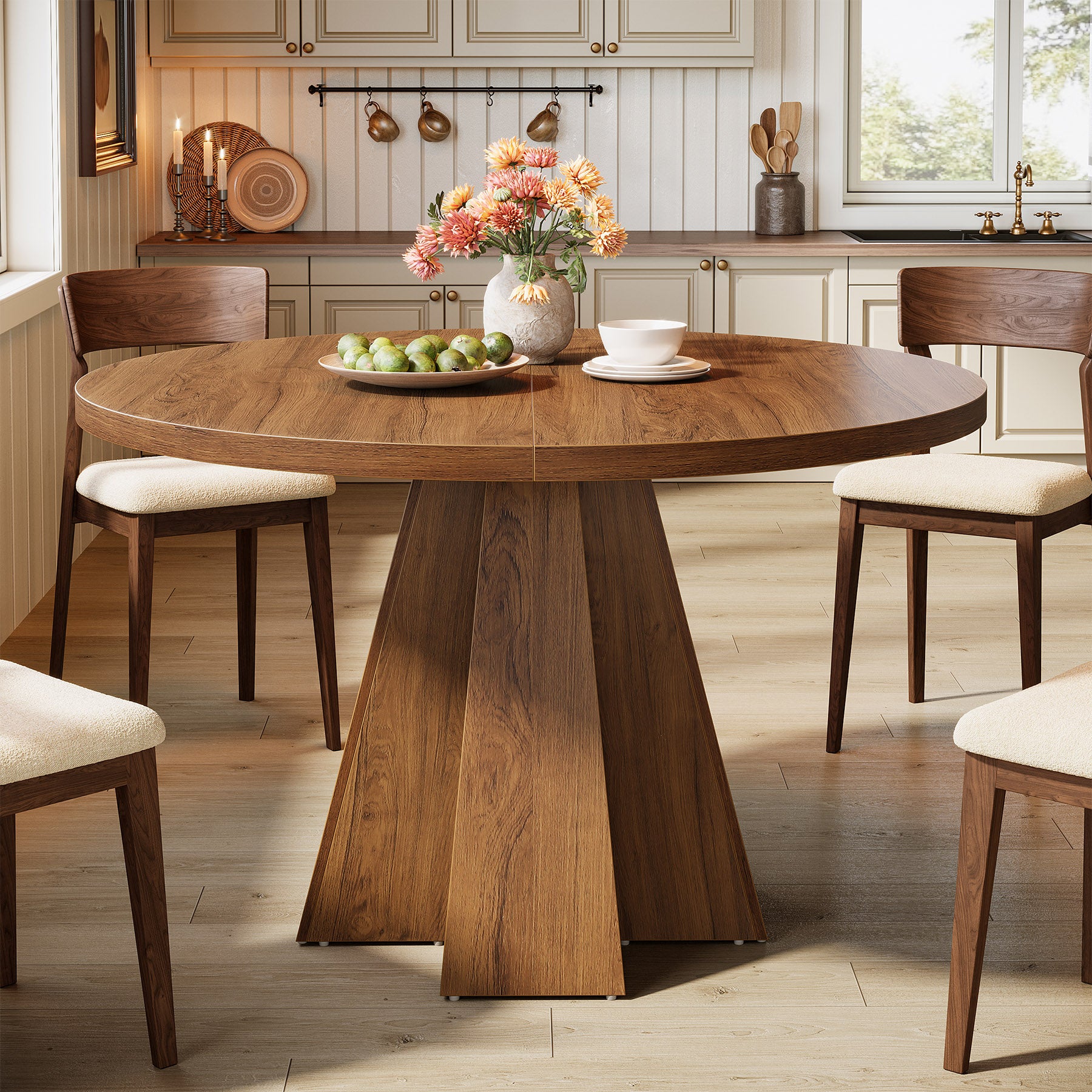 Tribesigns 47-Inch Round Dining Table, Sturdy Base with Thickened Top for Kitchen and Dining Room