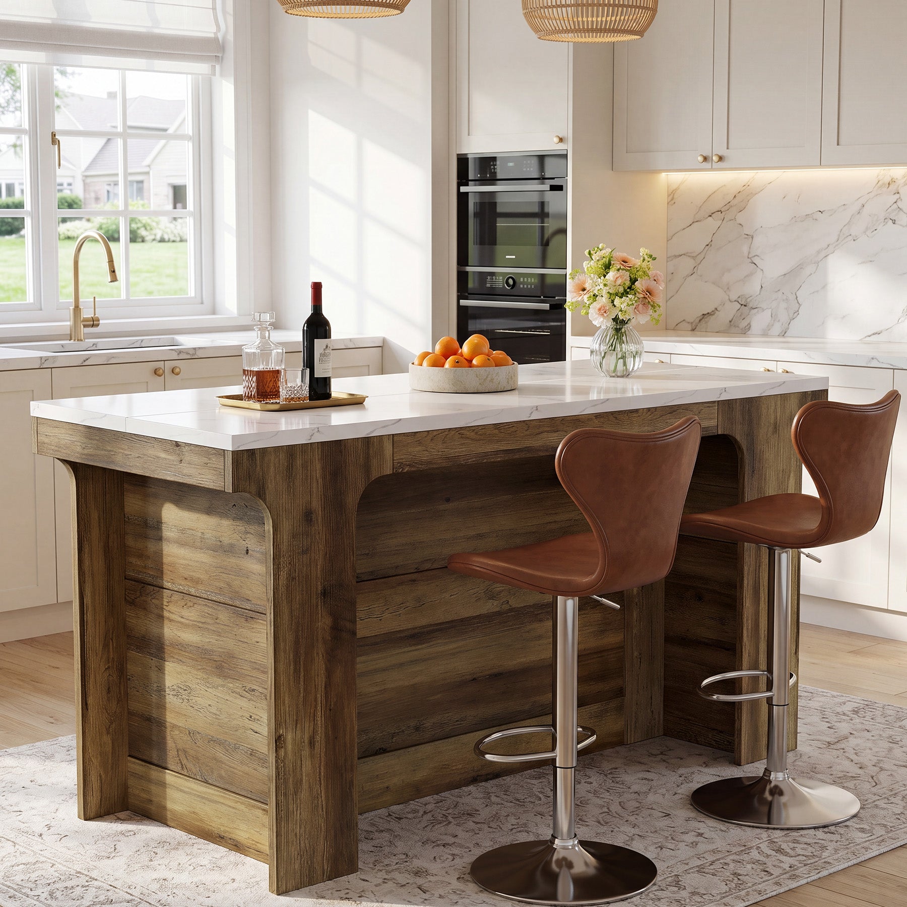 Tribesigns 59-Inch Bar Table with Faux Marble Top, Counter Height Table for Kitchen and Bistro