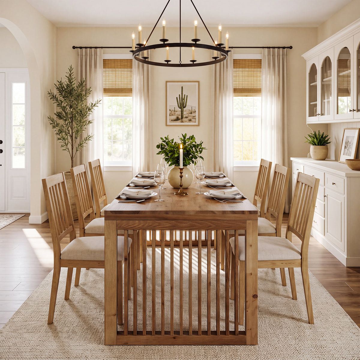 Tribesigns 79" Solid Wood Dining Table with Mission-Style Legs, Large Farmhouse Table for 6-8