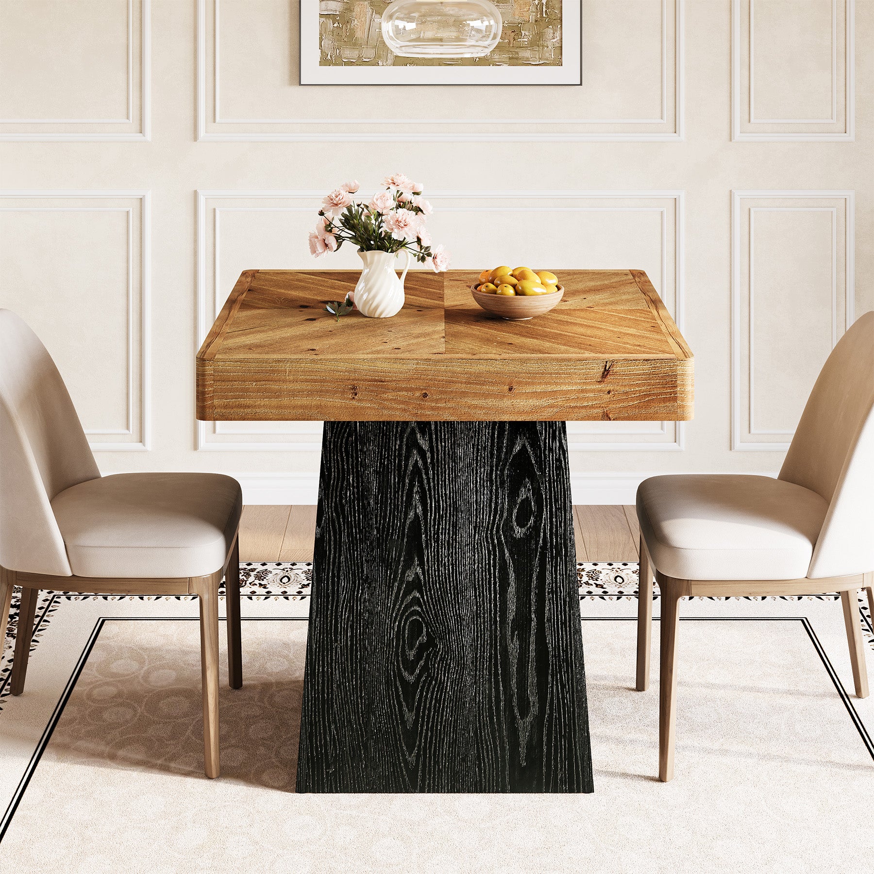 Tribesigns 31.5" Solid Wood Dining Table, Square Farmhouse Table for 2-4