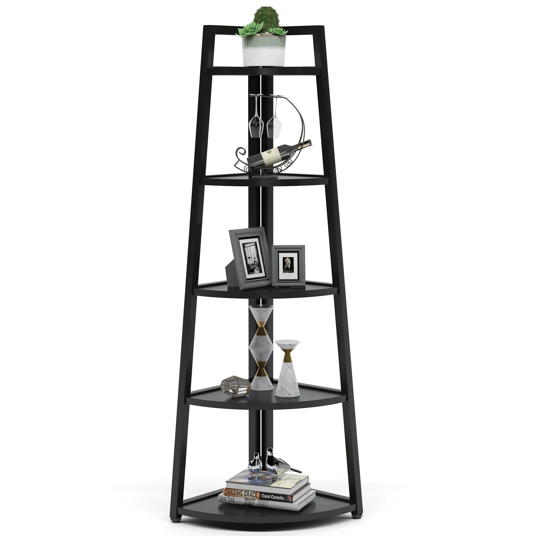 5-Tier 70 Inch Tall Corner Ladder Shelf Small Bookcase