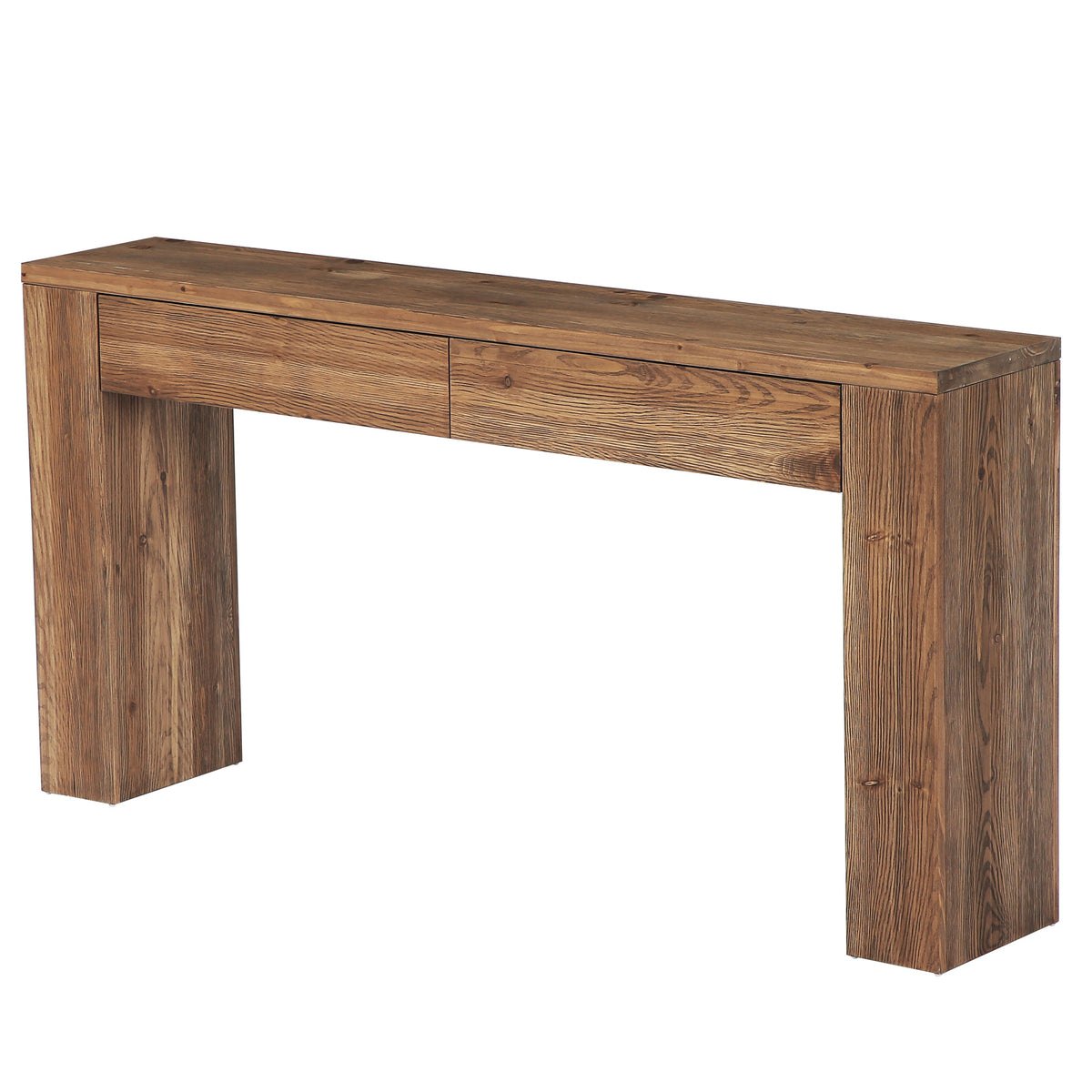Tribesigns 63 Inch Solid Wood Sofa Table with 2 Drawers and Storage, Rustic Console Table for Living Room
