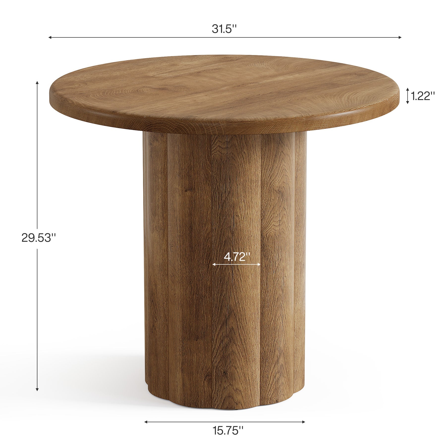 31.5" Dining Table, Small Round Kitchen Table with Sturdy Base for 2-4