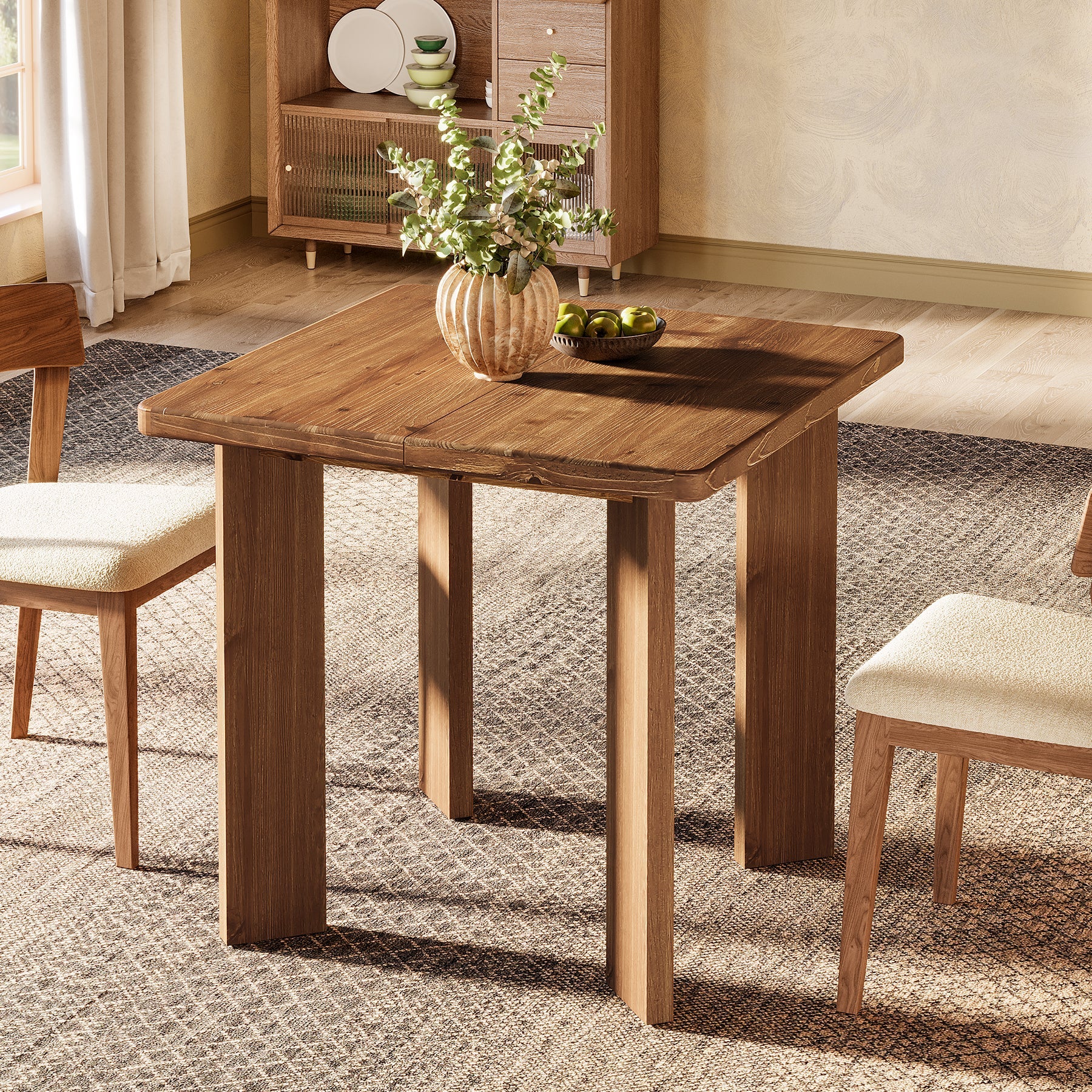 31.5" Square Dining Table, Solid Wood Farmhouse Kitchen Table for 2-4