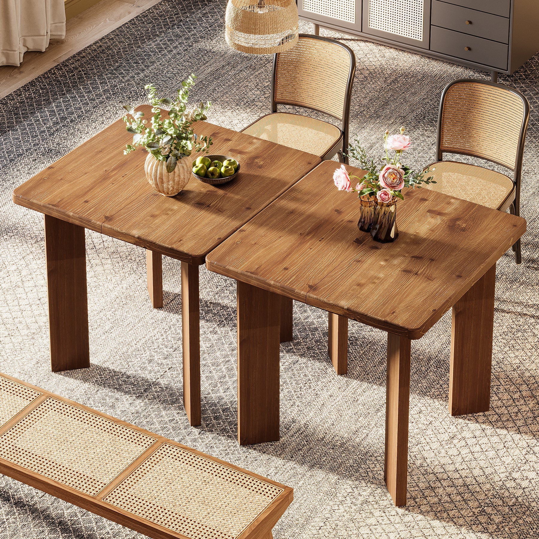 31.5" Square Dining Table, Solid Wood Farmhouse Kitchen Table for 2-4